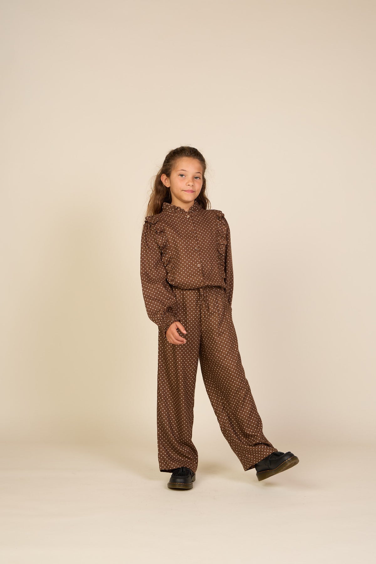 Prikkede bukser i viskose Tween - Brown/Offwhite | 101660 Feline