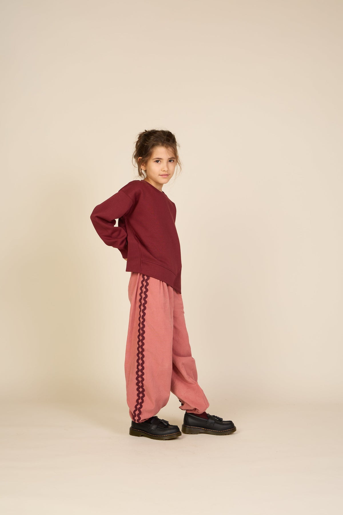 Fløjlsbukser med zig-zag bånd Tween - Dusty Rose | 101484 Sille