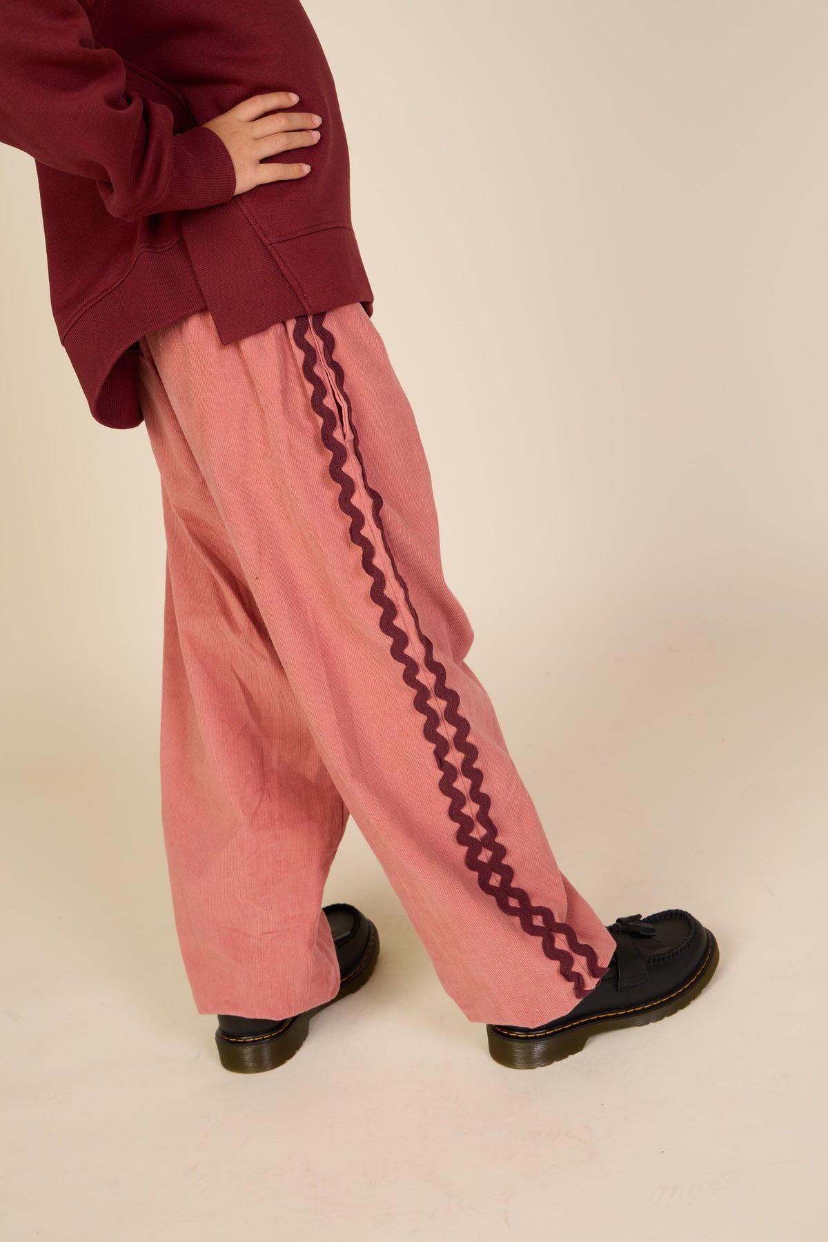 Fløjlsbukser med zig-zag bånd Tween - Dusty Rose | 101484 Sille