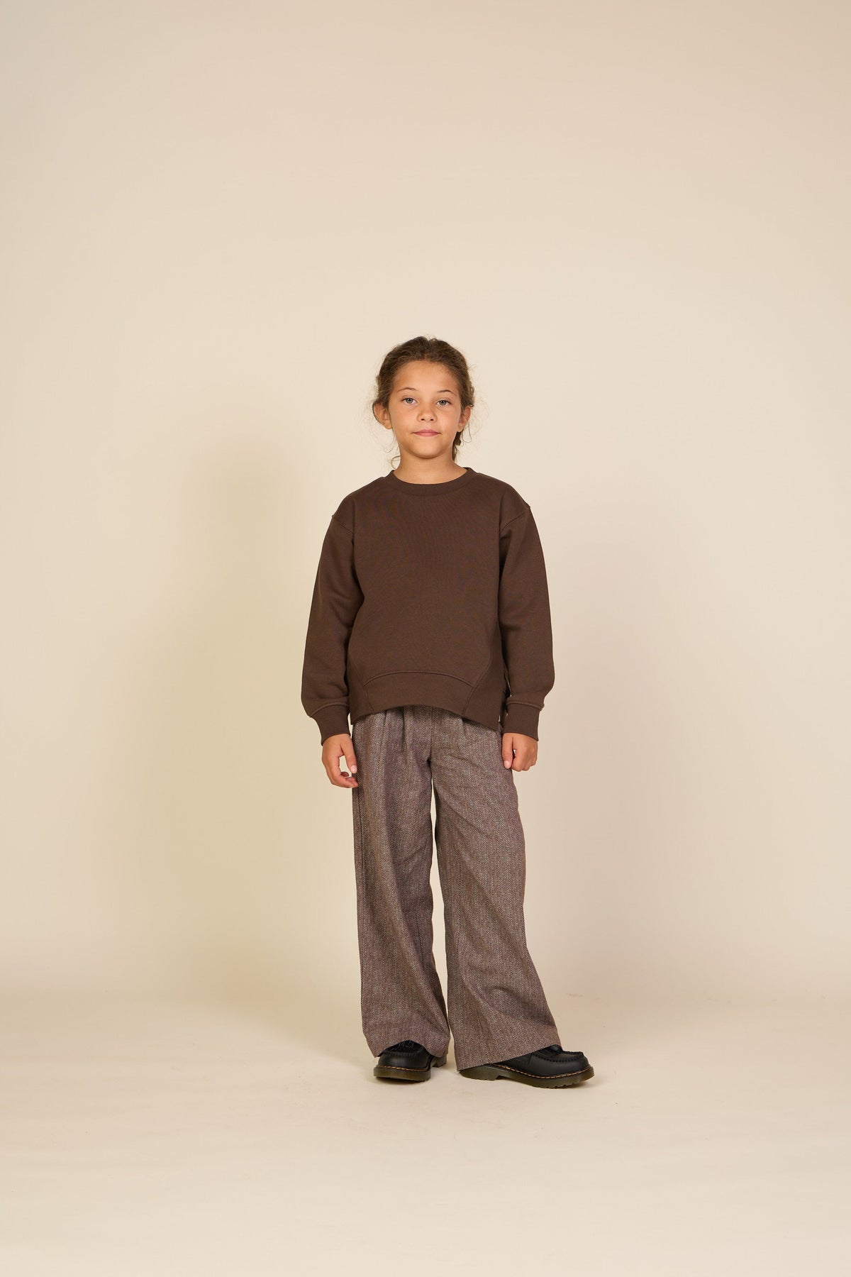 Bomuldsbukser med sildebensmønster Tween - Dark Brown | 101522 Susse
