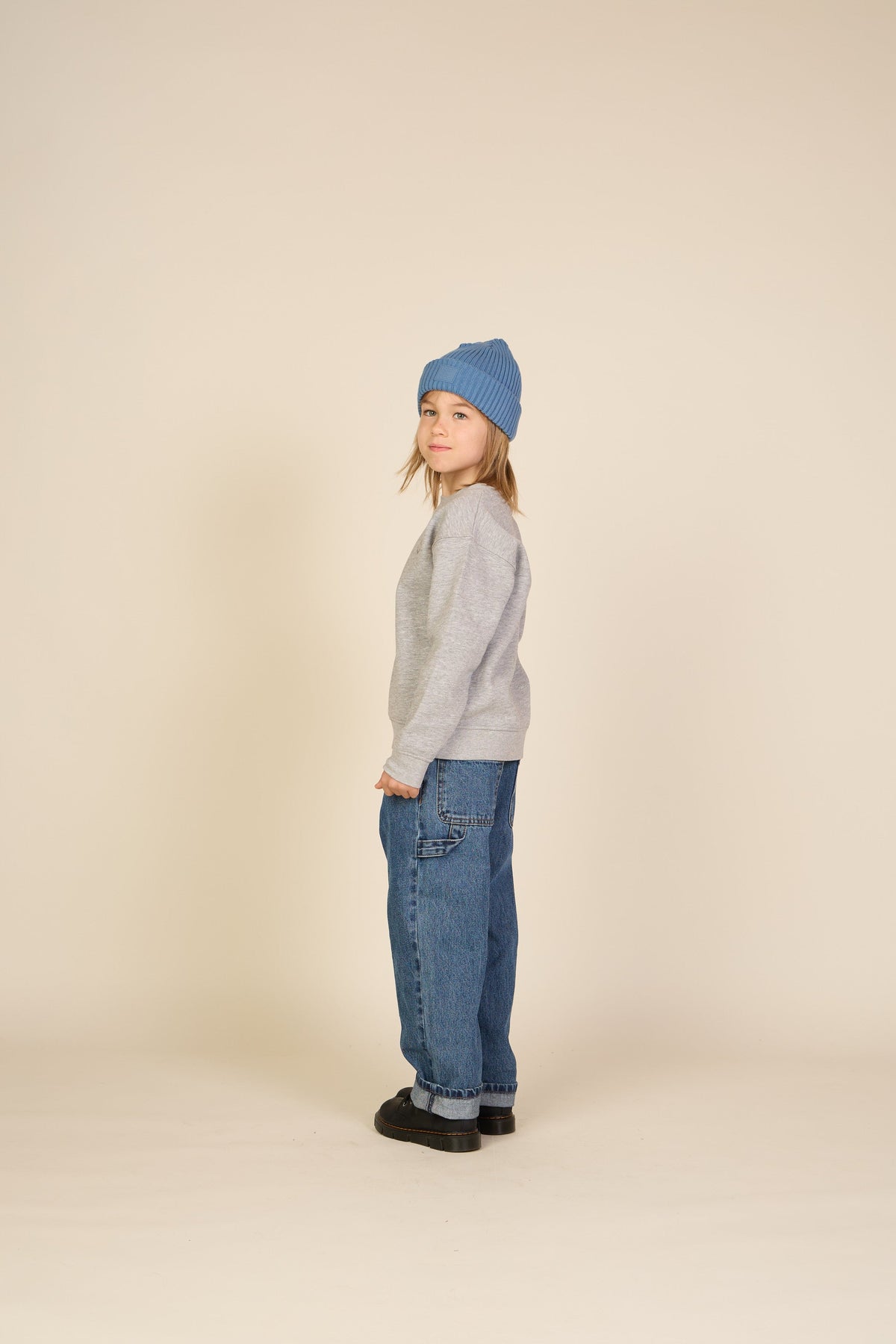 Rundhalset sweatshirt med smiley broderi Tween - Grey Melange | 101578 Andrew