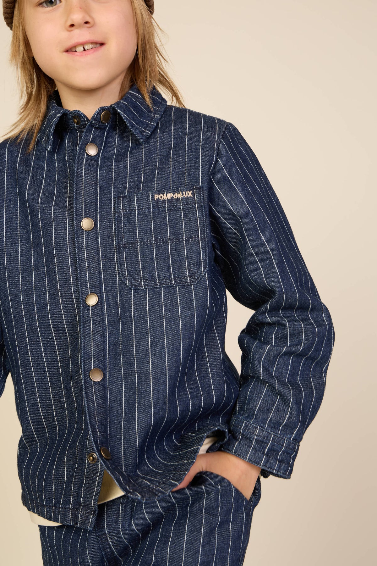 Nålestribet denim-overshirt Tween - Dark Blue | 101515 Austin