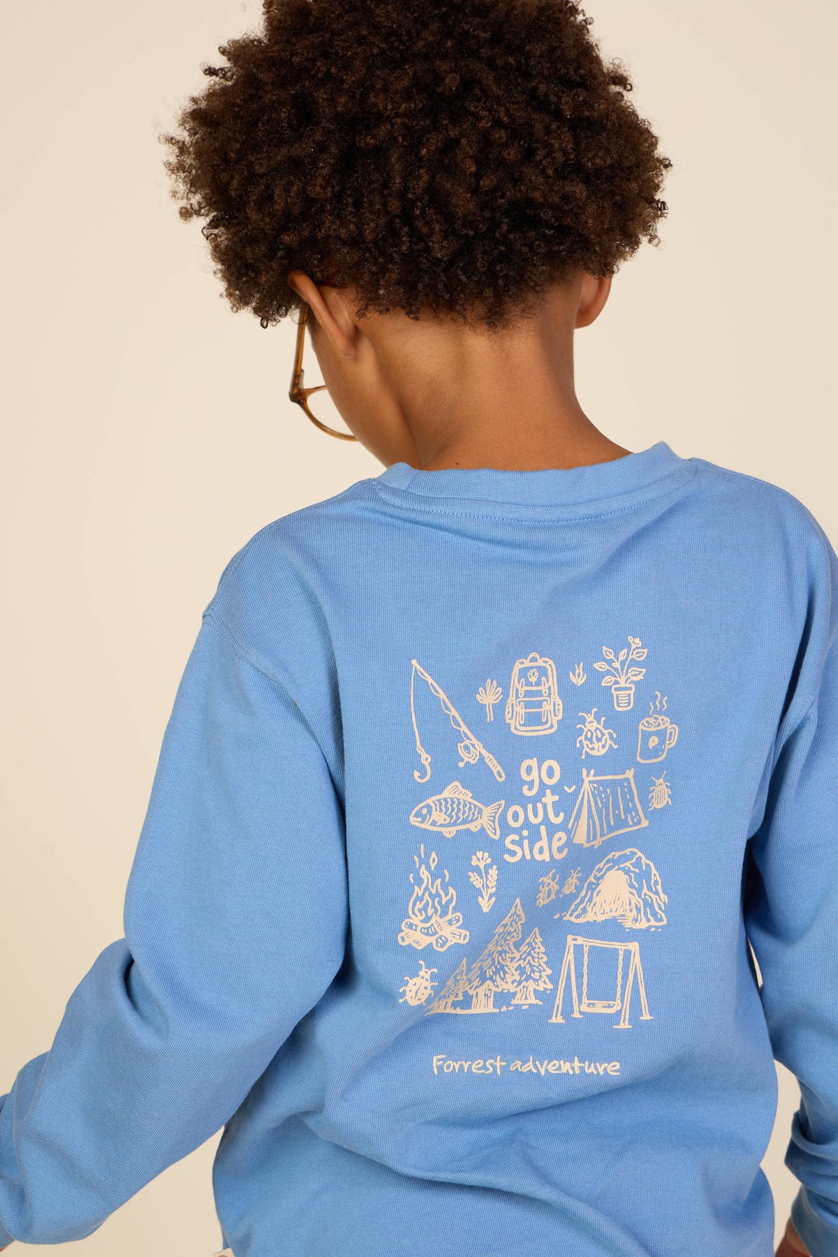 Langærmet T-shirt med rygprint Tween - Dusty Blue | 101708 Weston