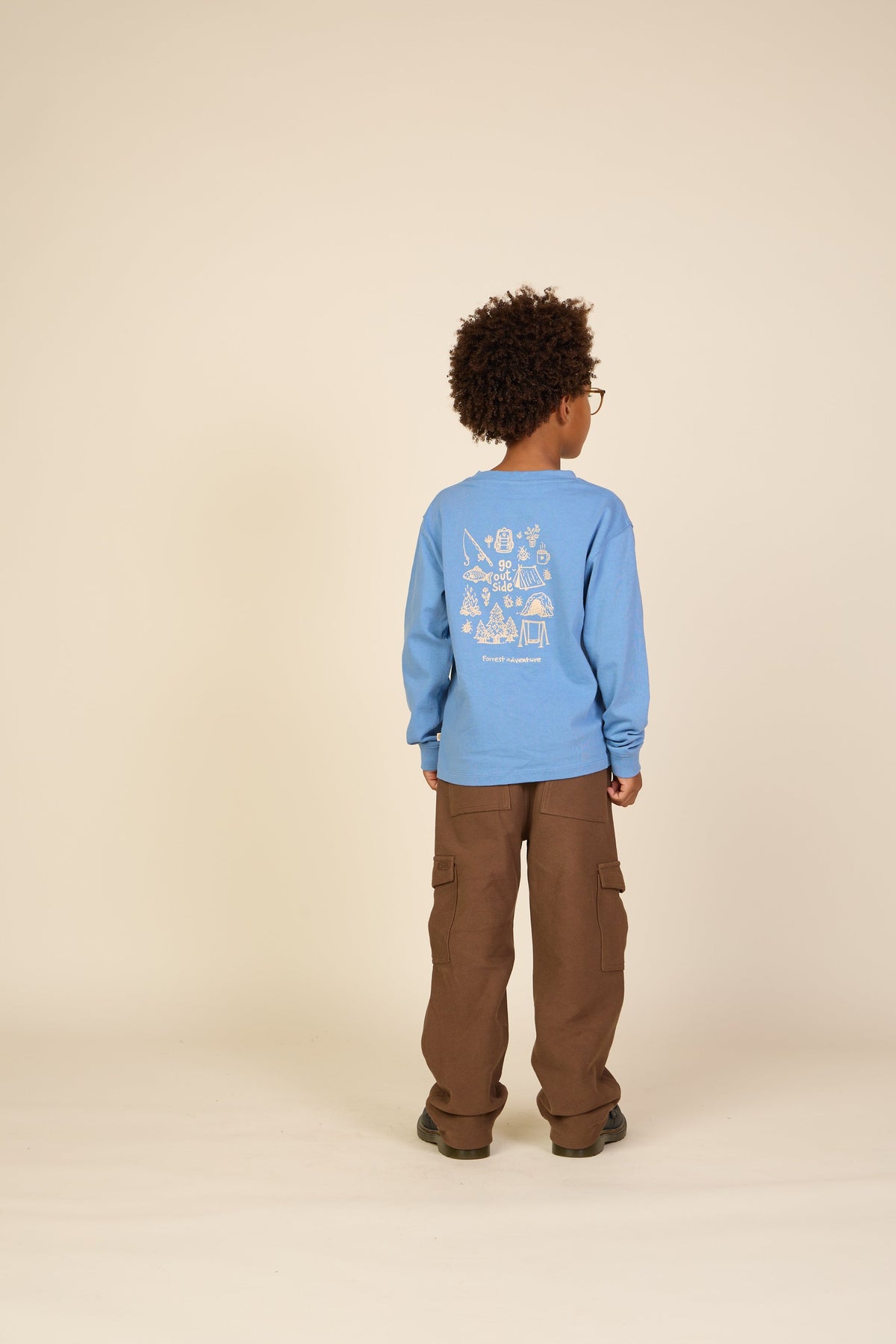 Langærmet T-shirt med rygprint Tween - Dusty Blue | 101708 Weston