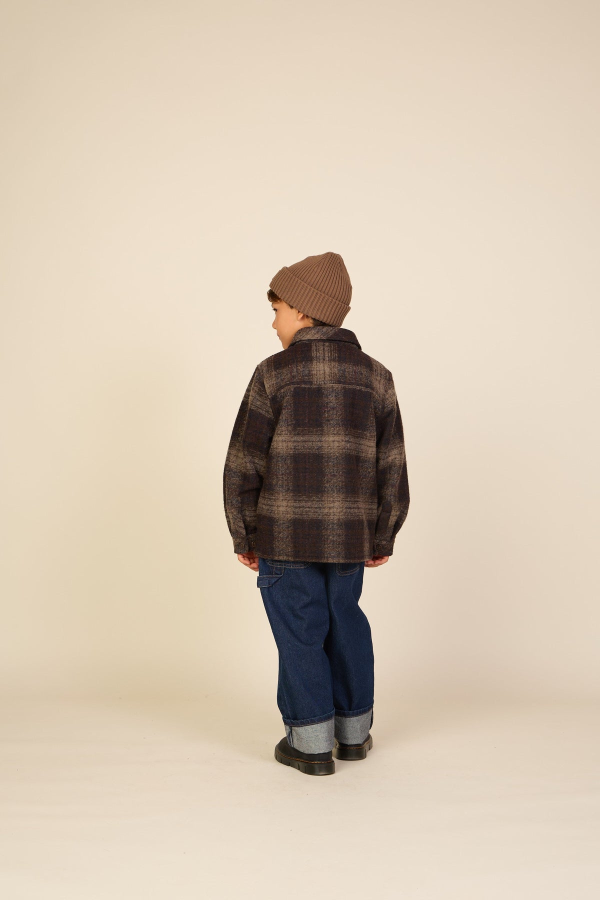 Ternet overshirt i børstet uldblanding Tween - Brown Check | 101526 Daxton