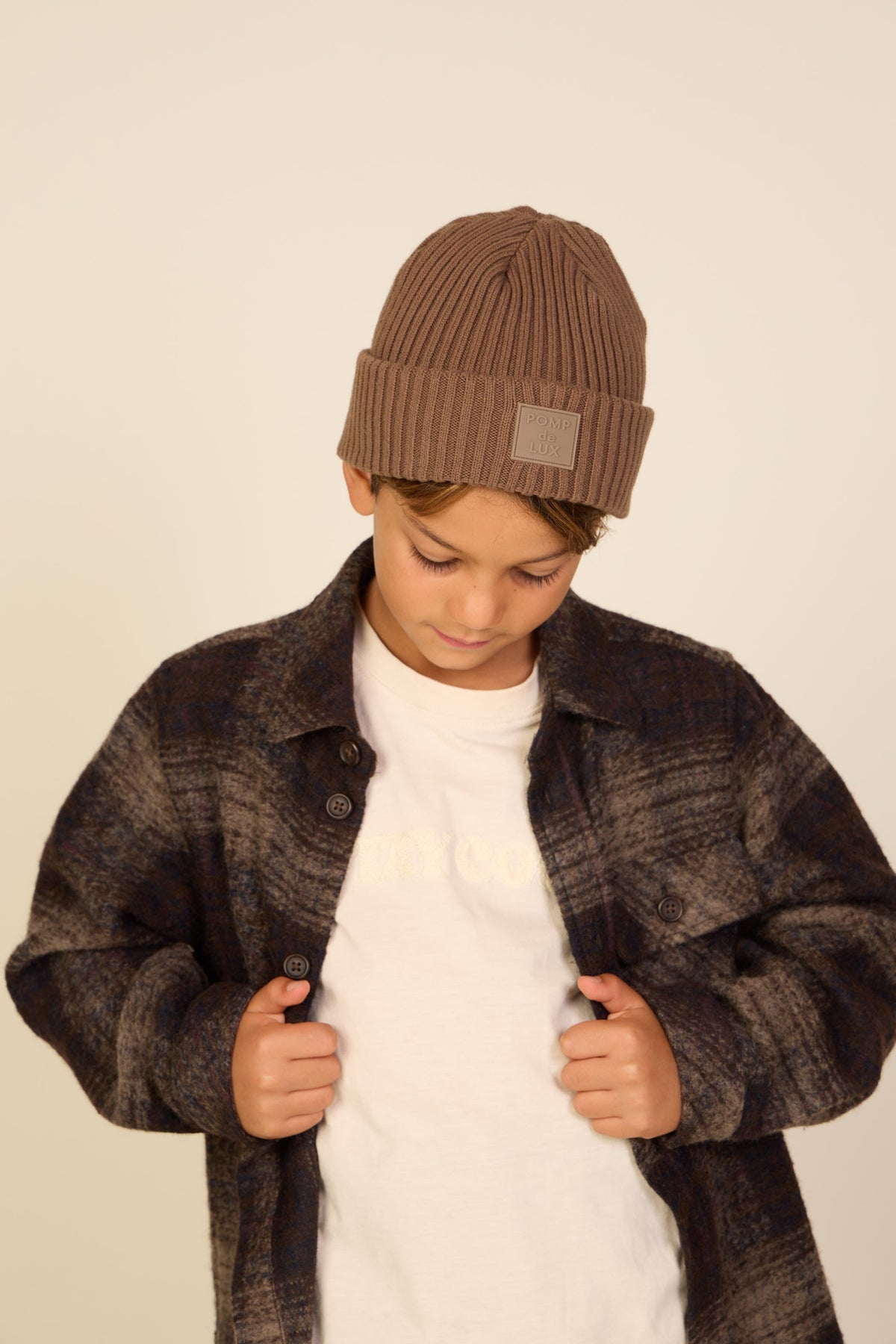 Ternet overshirt i børstet uldblanding Tween - Brown Check | 101526 Daxton