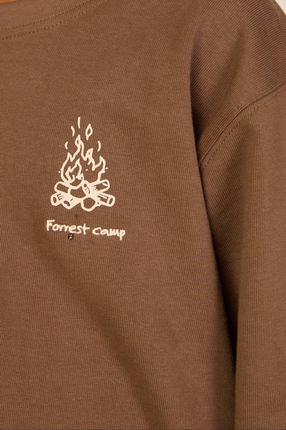 Langærmet T-shirt med rygprint Kids - Brown | 101709 Weston