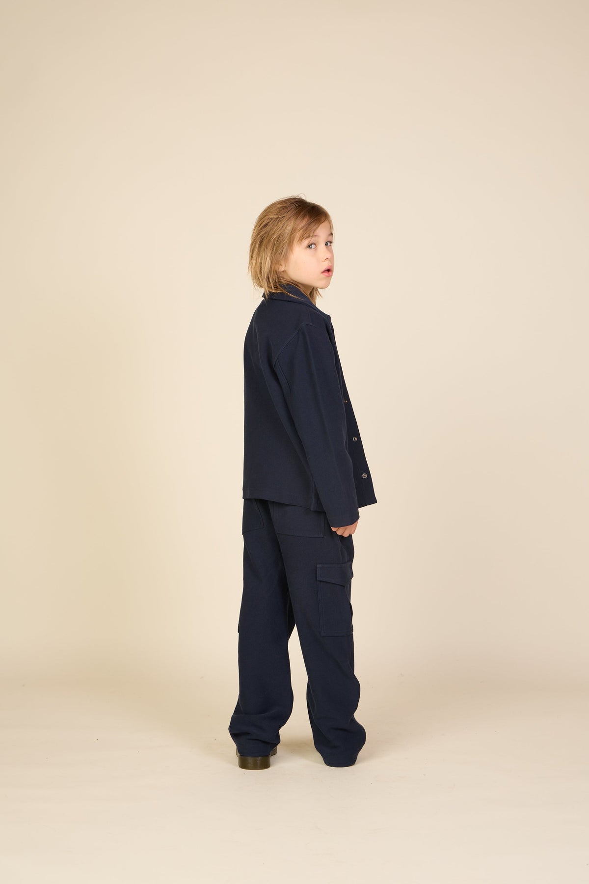 Cargo-joggingbukser i struktureret sweatkvalitet Tween - Navy | 101511 Wilder
