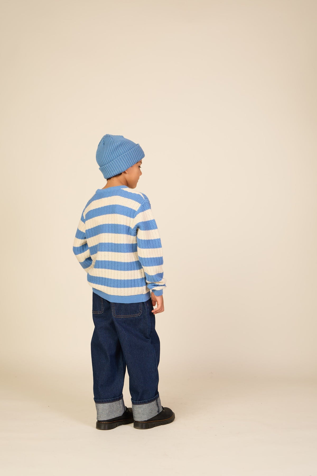 Stribet strik - Tween - Dusty Blue/Offwhite | 101284 Brady