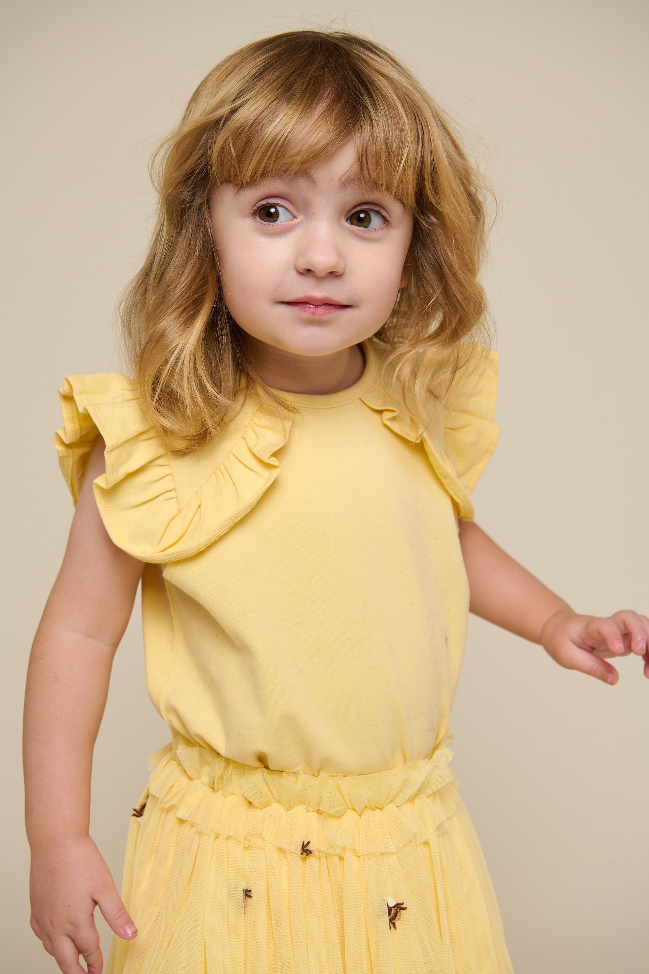 Jersey top med flæse - Tween - Sunlight | 101266 Selma