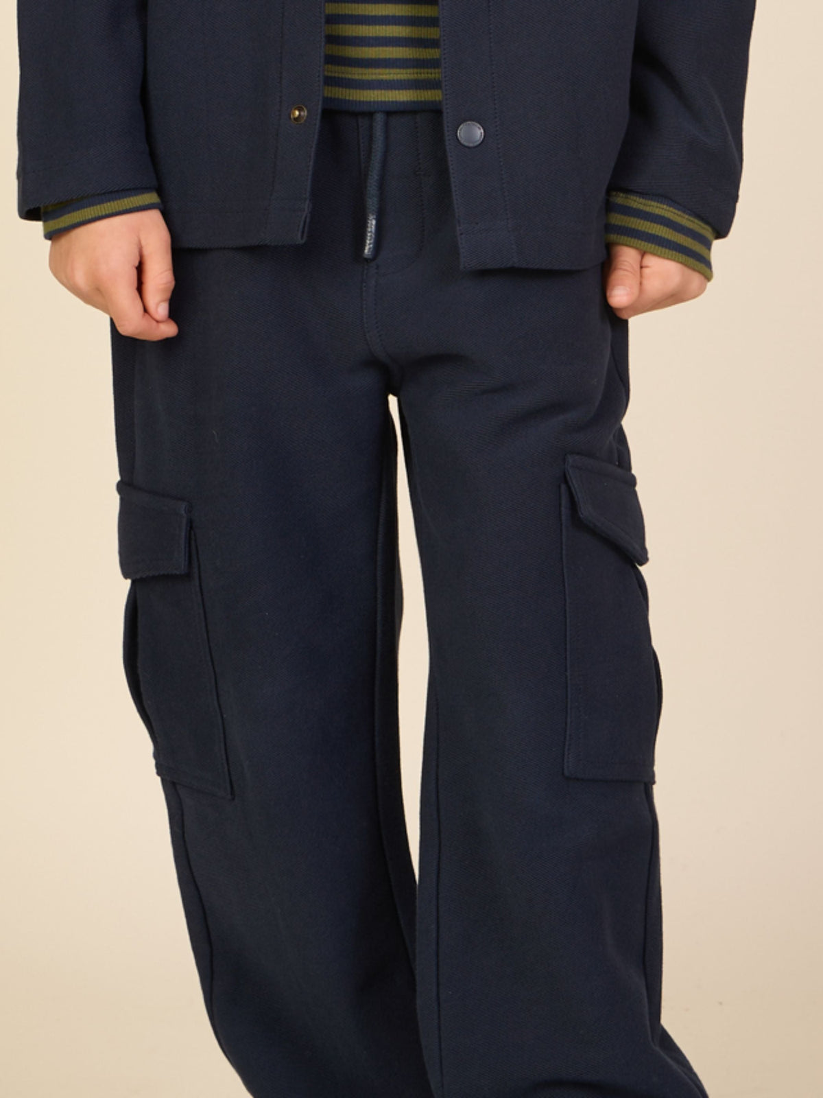 Cargo-joggingbukser i struktureret sweatkvalitet Tween - Navy | 101511 Wilder