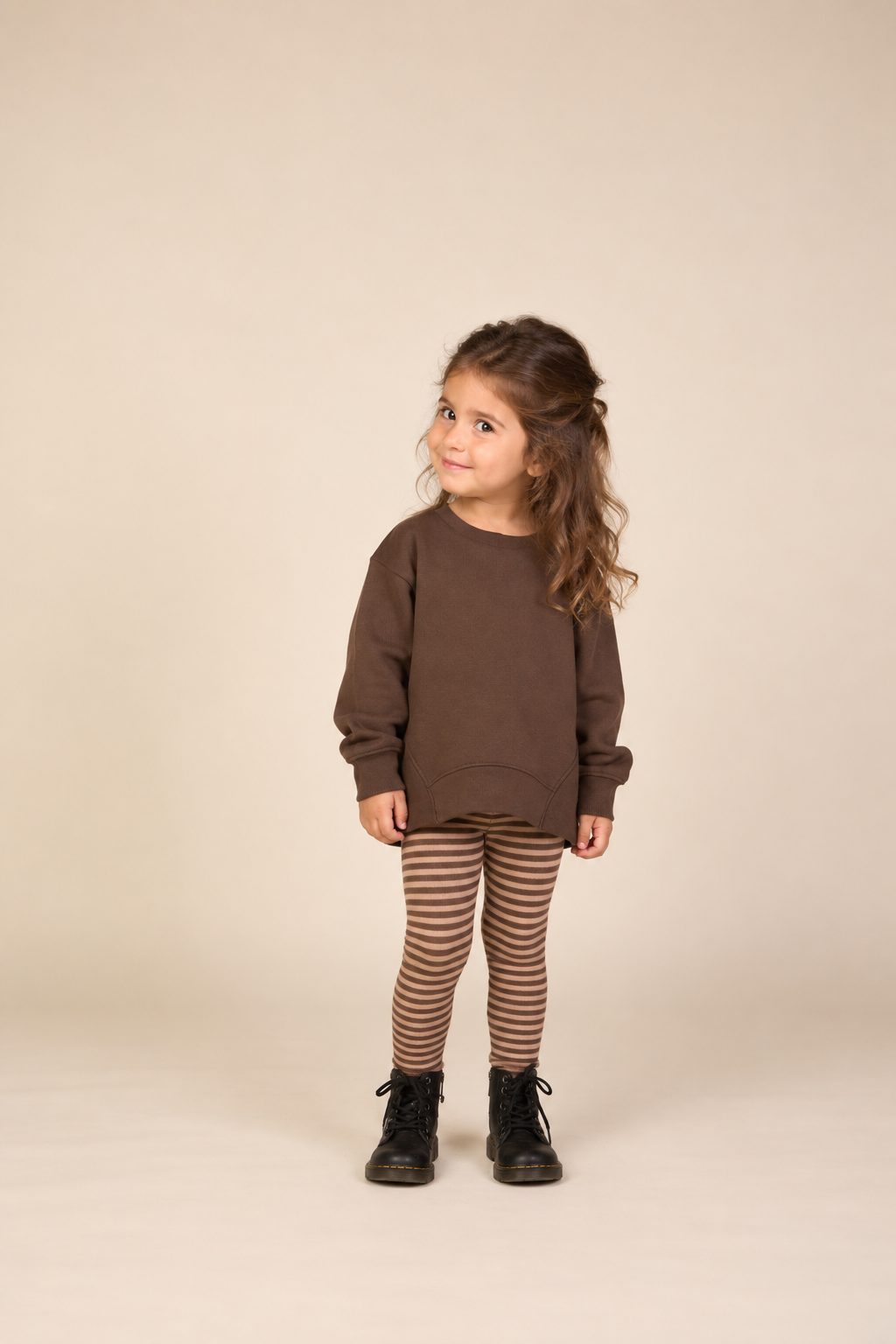 Stribede ribleggings Kids - Brown/Light Brown | 101610 Gloria