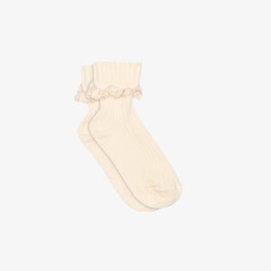 MP Bomuldsstrømper med flæsekant - Kids - Light Beige | 101393 MP Julia Socks