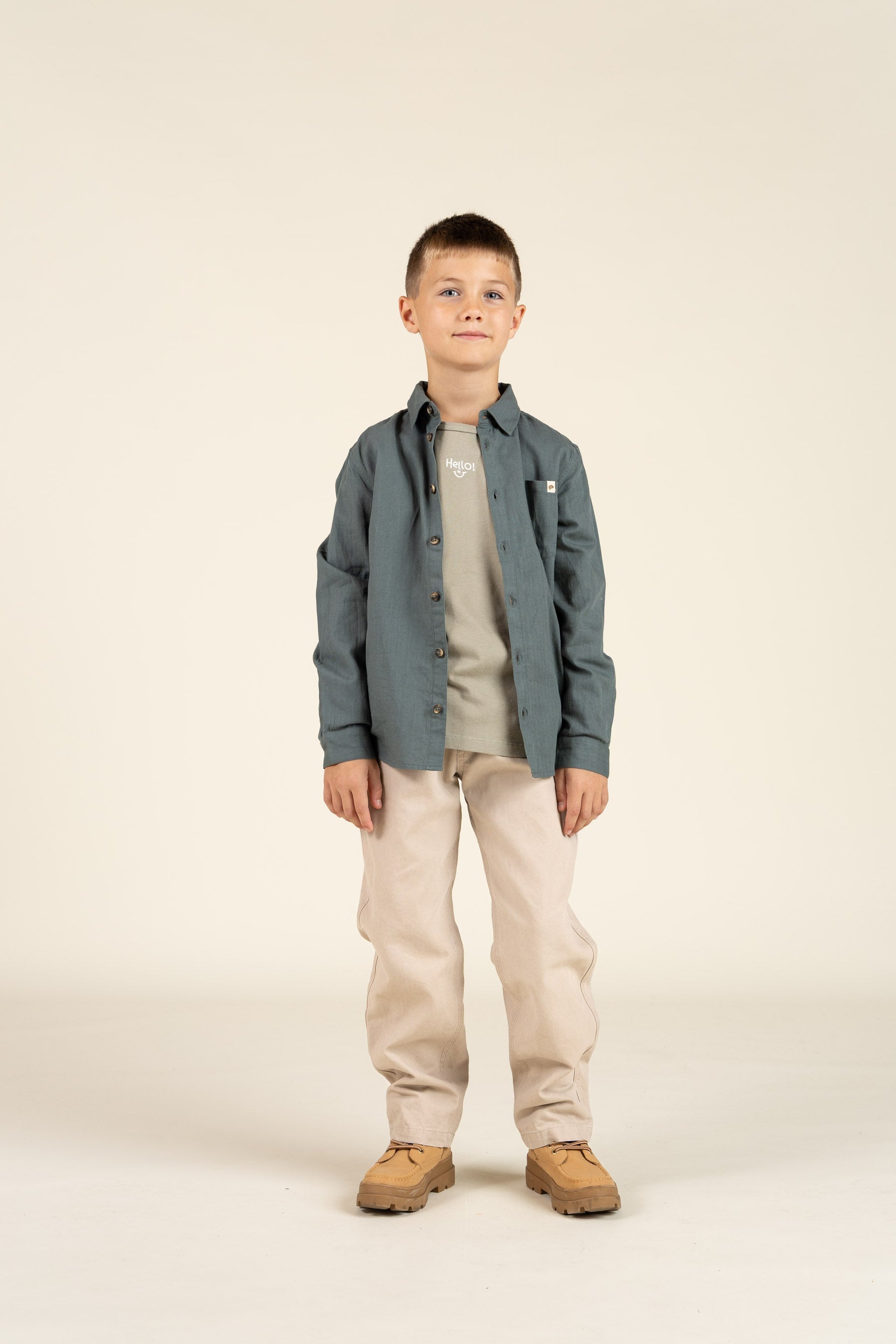 Skjorte i sildebensvævet Bomuld - Tween - Dark Dusty Green | 100805 Edward