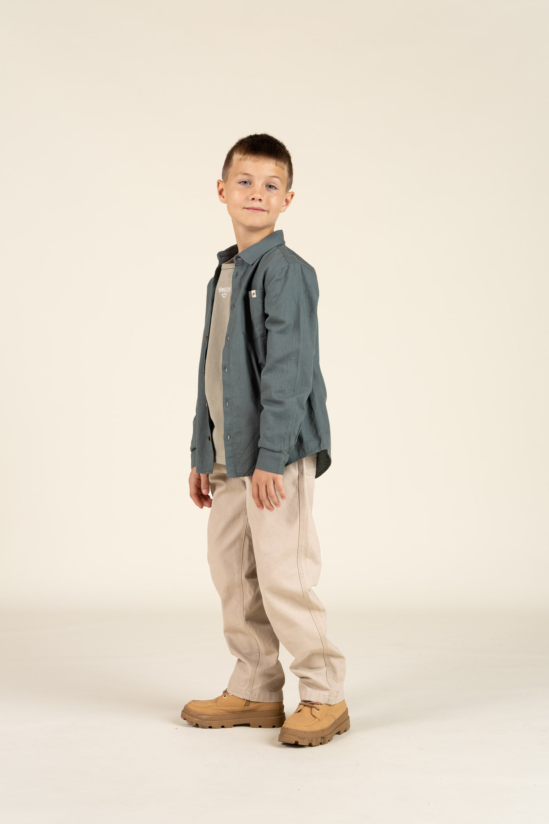 Skjorte i sildebensvævet Bomuld - Tween - Dark Dusty Green | 100805 Edward