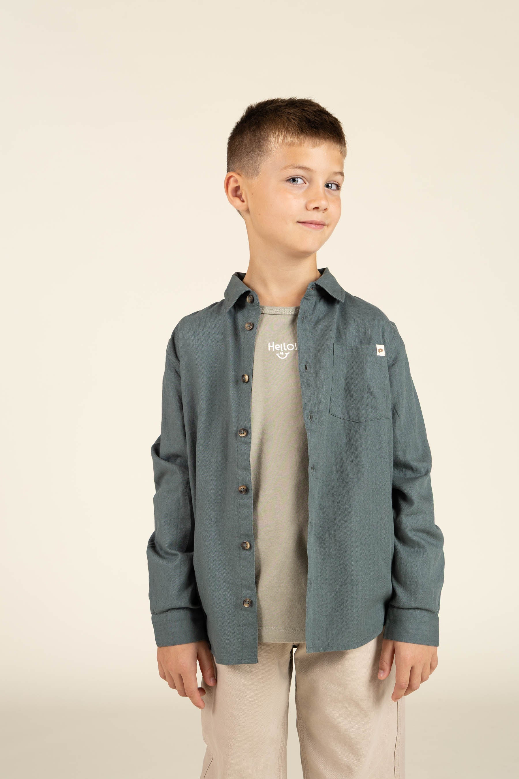 Langærmet T-shirt med Broderi - Tween - Dusty Green | 100857 Brandon