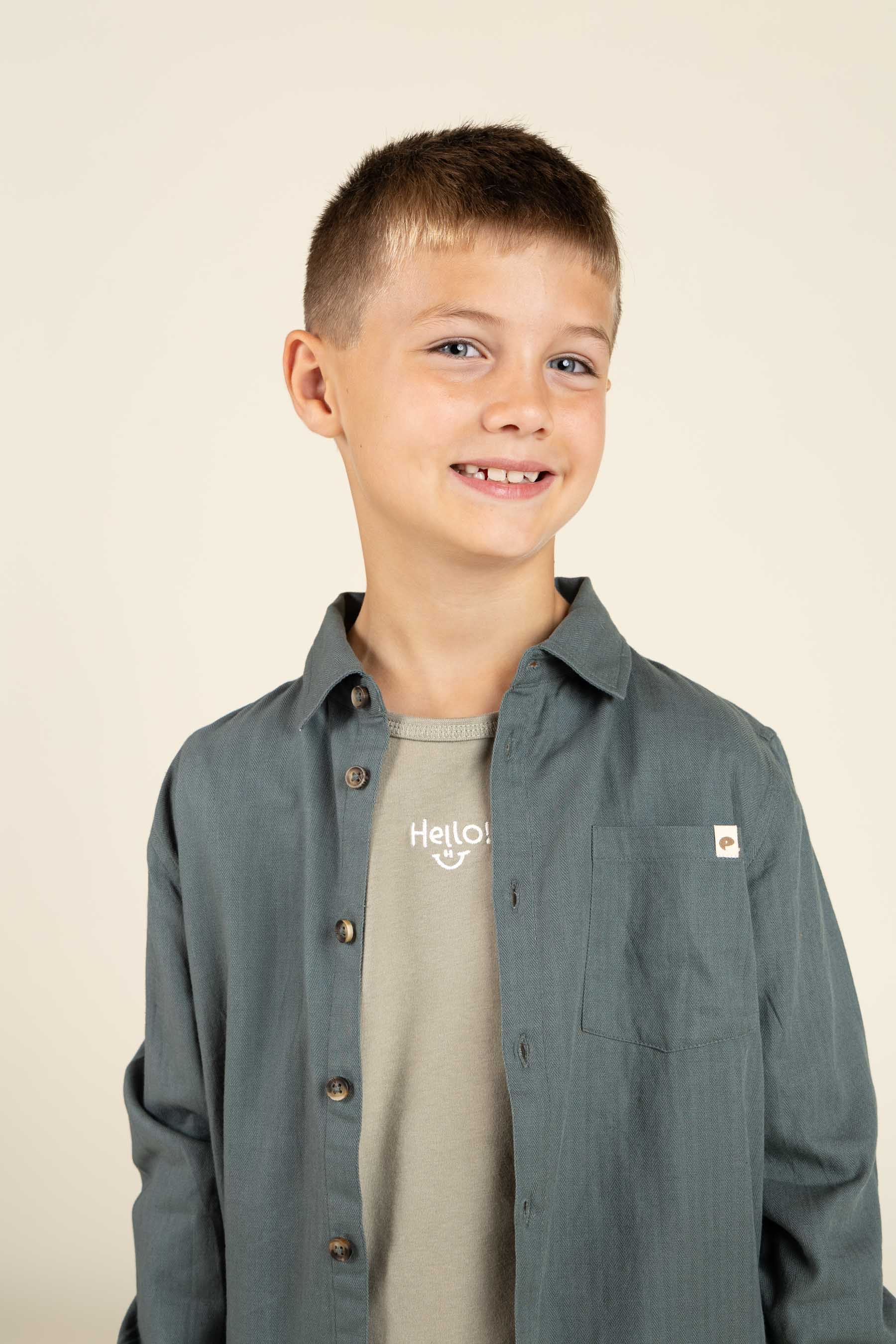 Skjorte i sildebensvævet Bomuld - Tween - Dark Dusty Green | 100805 Edward