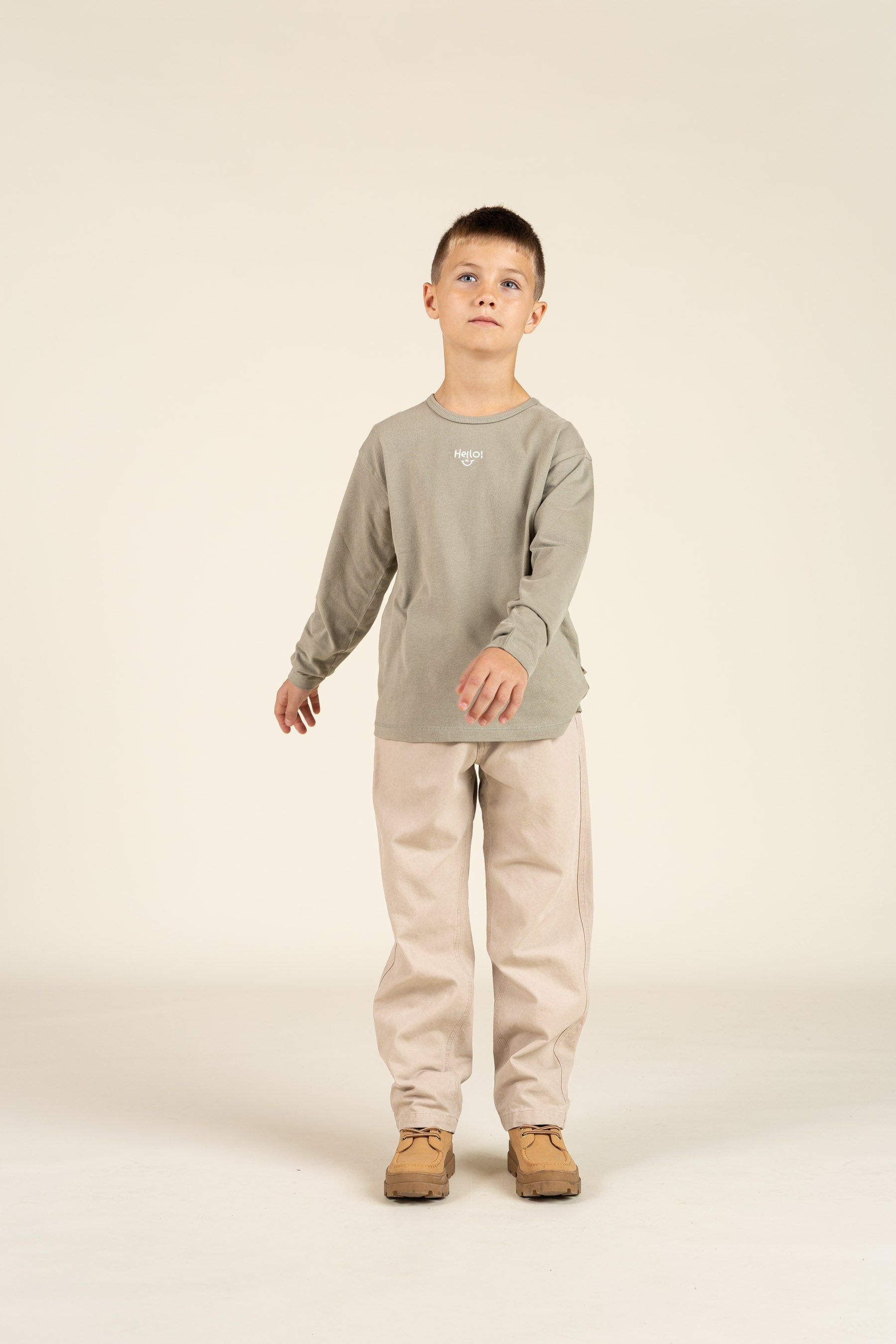 Langærmet T-shirt med Broderi - Tween - Dusty Green | 100857 Brandon