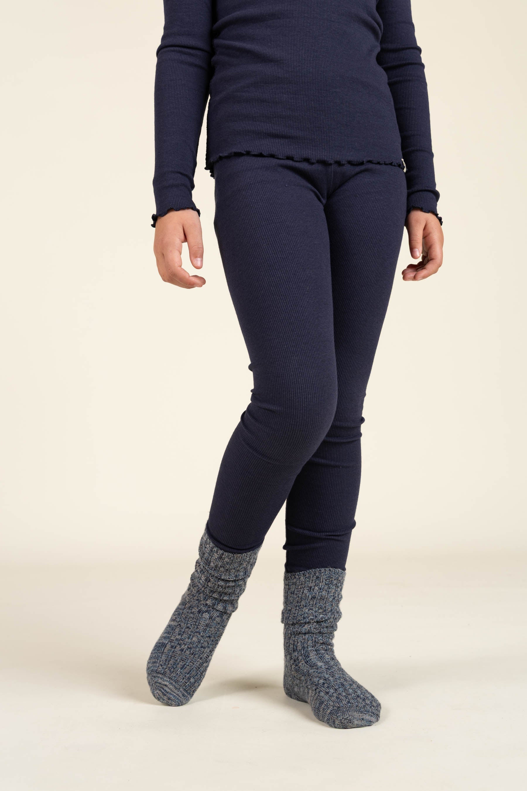 Rib-leggings i Modal - Tween - Navy | 100589 Mia