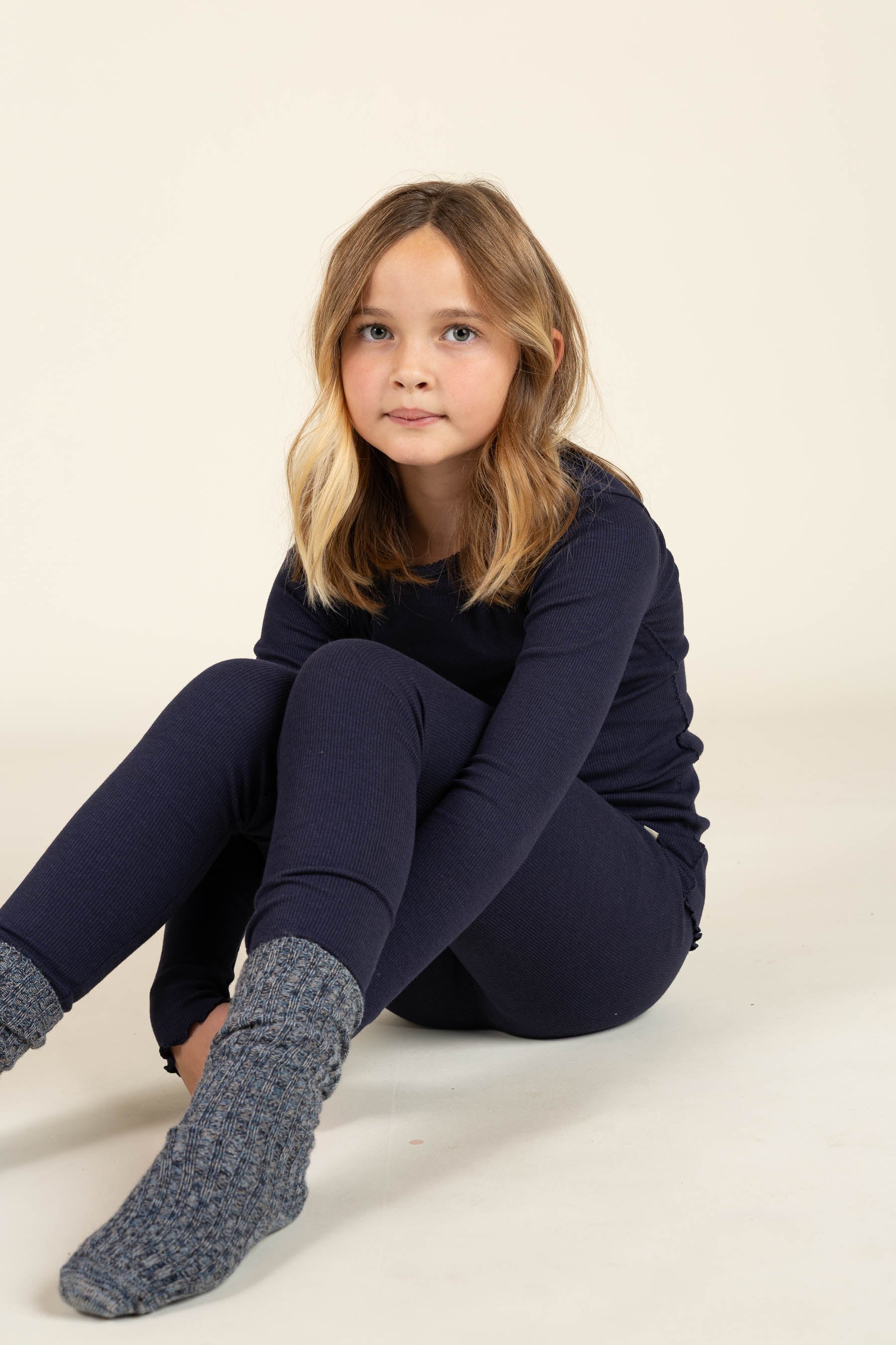 Rib-leggings i Modal - Tween - Navy | 100589 Mia