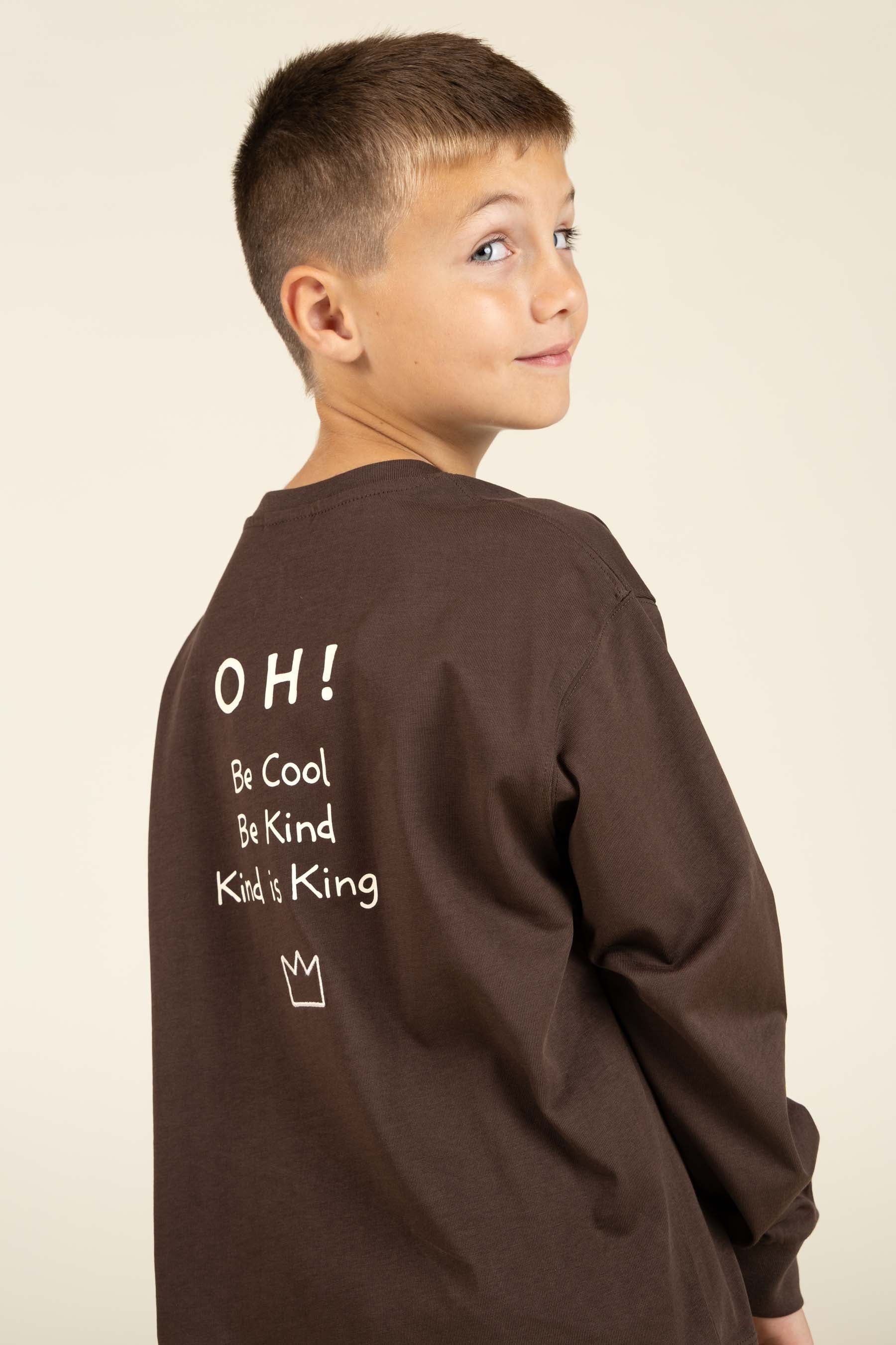Oversize langærmet T-shirt - Tween - Chocolate | 100852 August