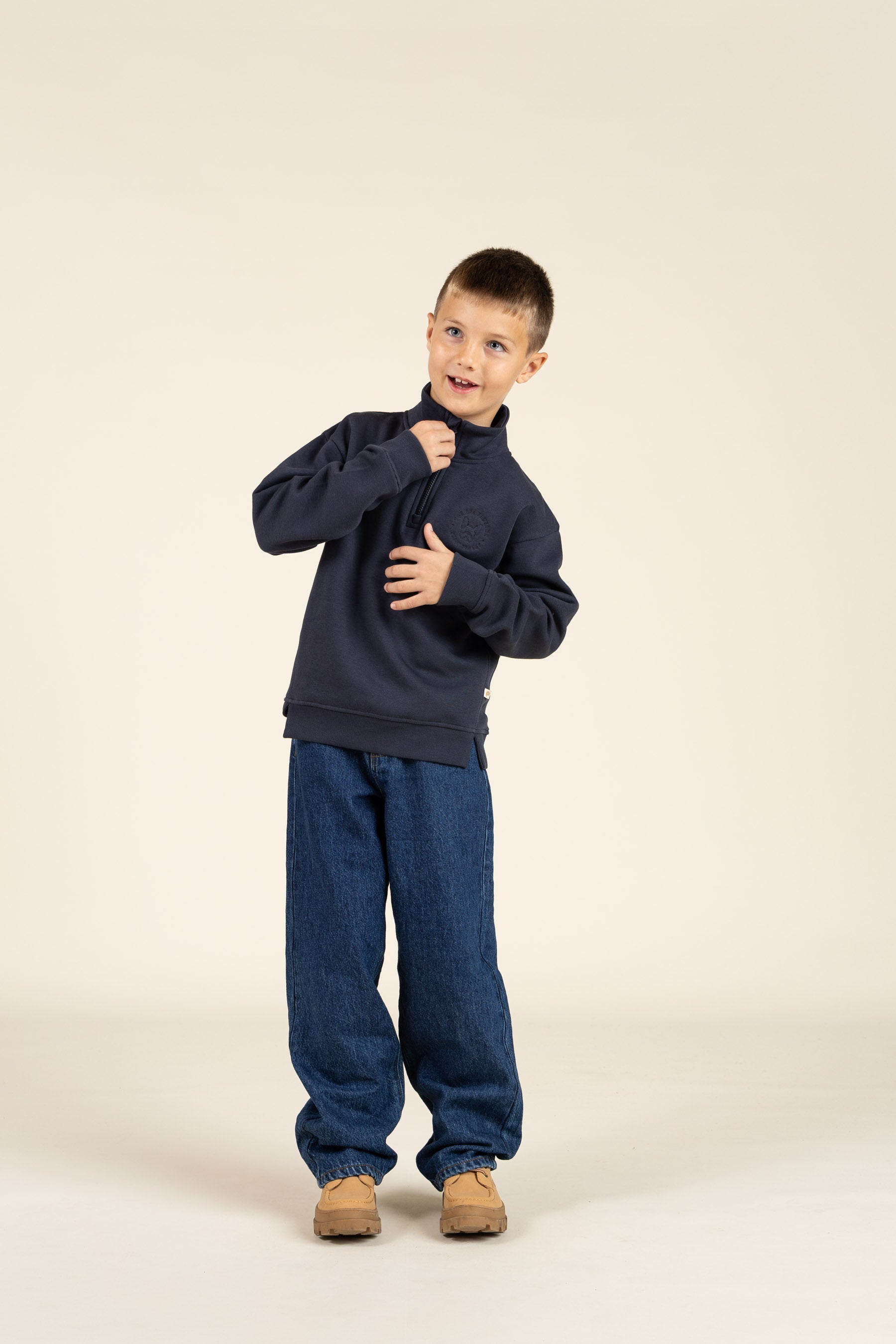 Sweatshirt med kort lynlås - Tween - Navy | 100807 Tristan