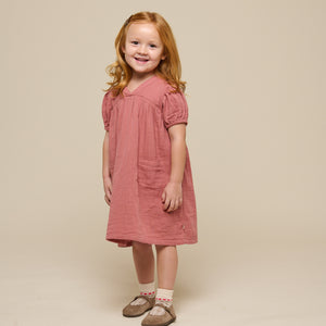 Kjole i musselin - Kids - Old Rose | 100915 Jasmine