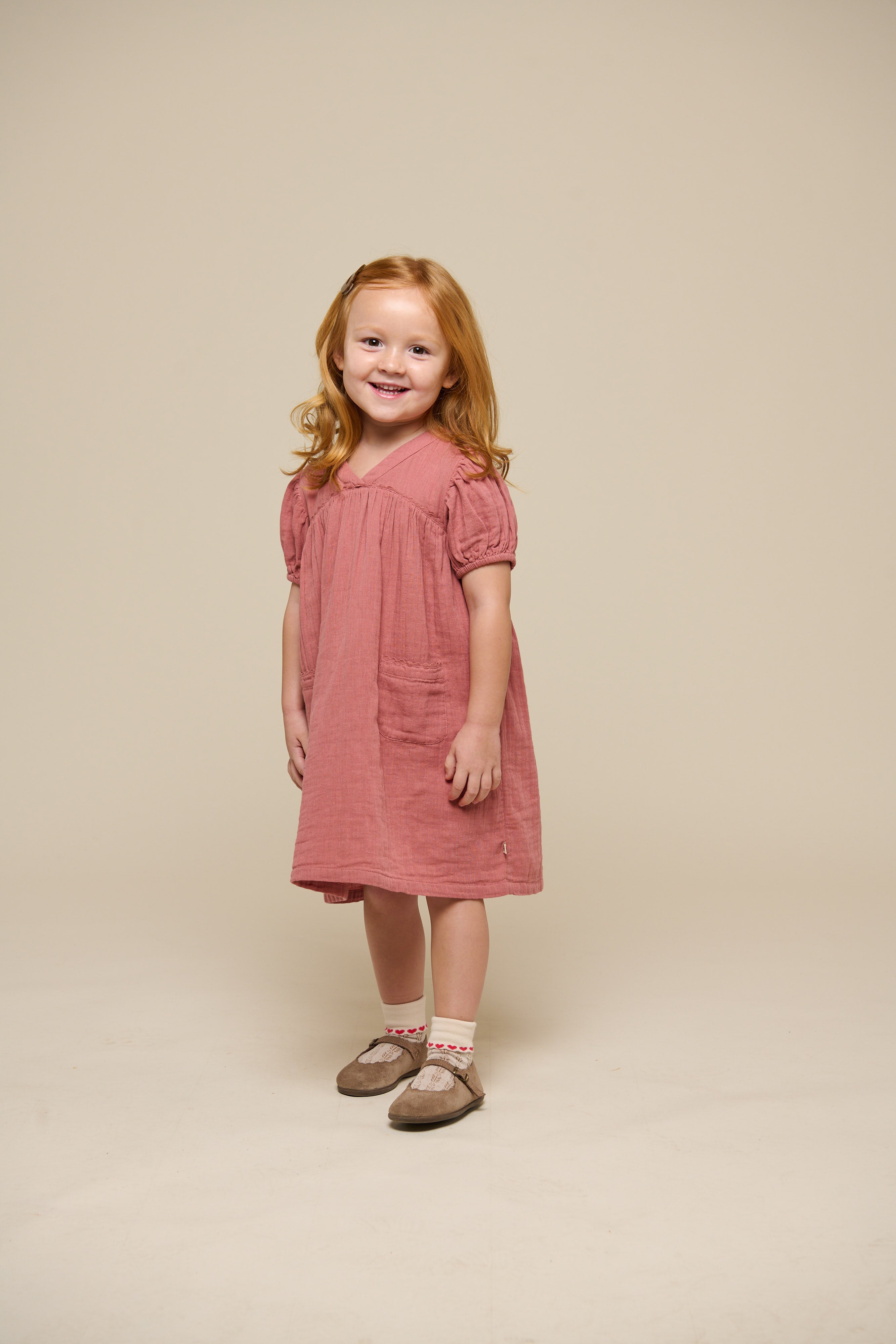 Kjole i musselin - Kids - Old Rose | 100915 Jasmine