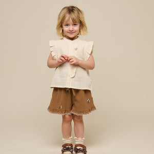 Broderede seersucker shorts - Kids - Coconut | 100986 Nora