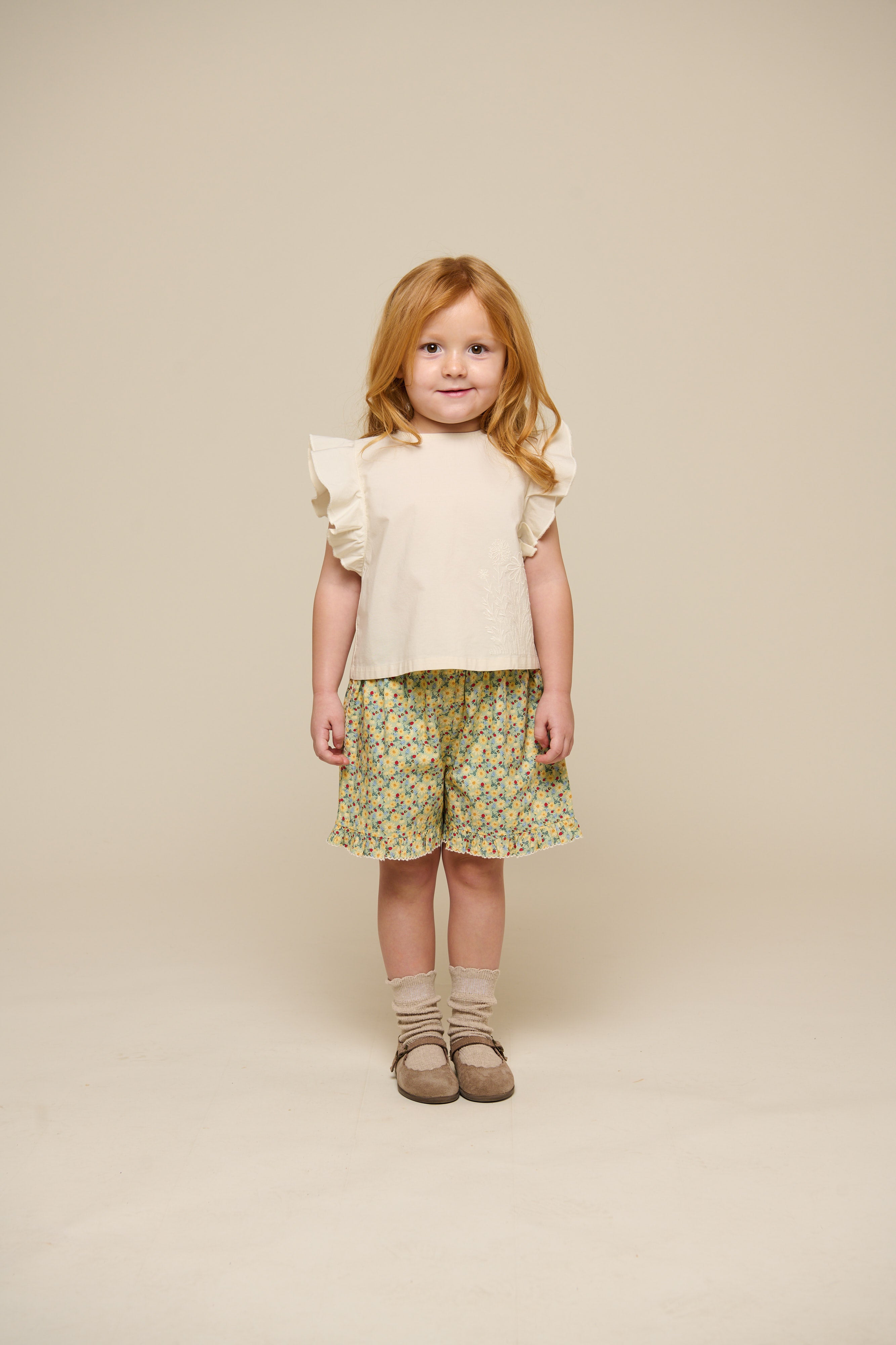 Poplinbluse med broderi - Kids - Offwhite | 101043 Barbara