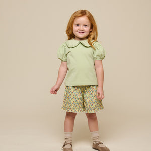 Jerseybluse med krave - Kids - Powder Green | 101279 Nini