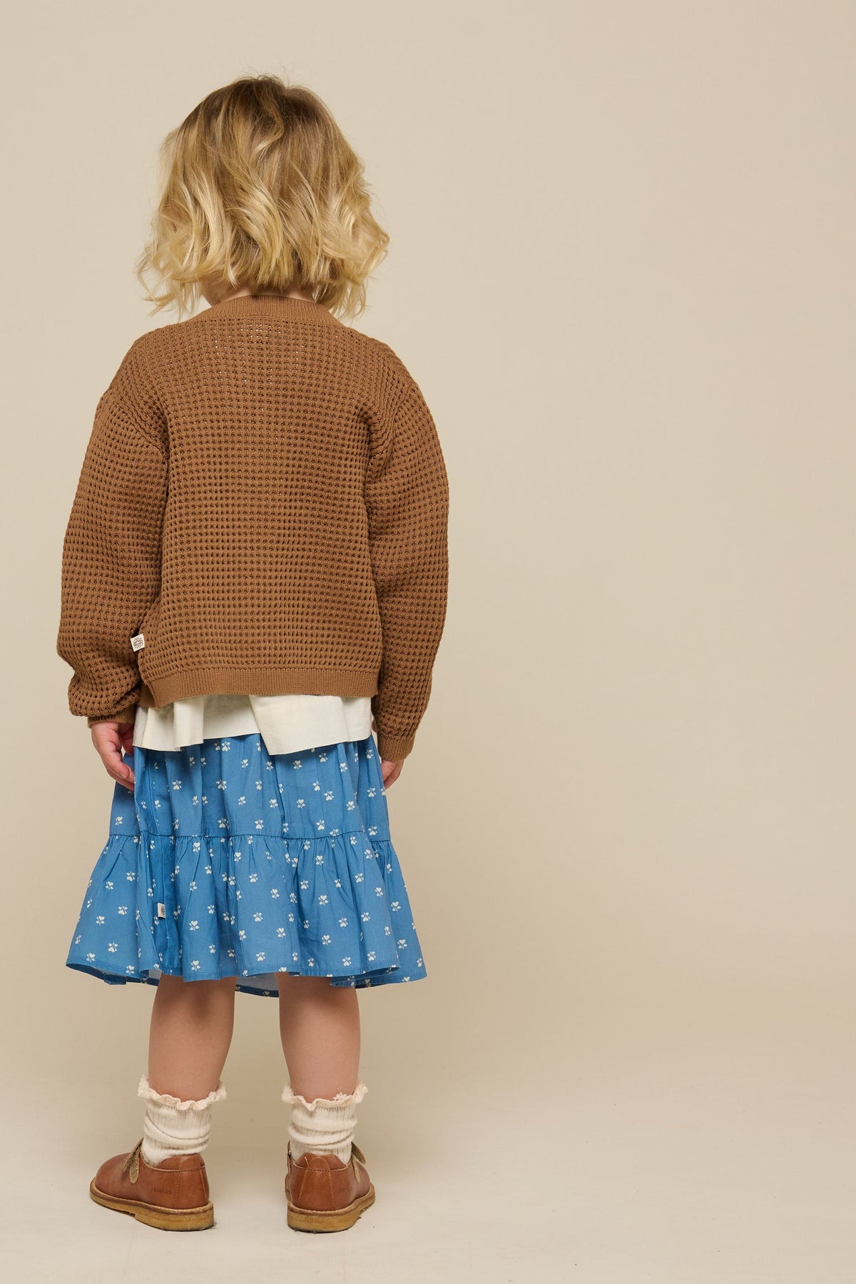 Nederdel i printet poplin - Kids - Dusty Blue | 101054 Camilla