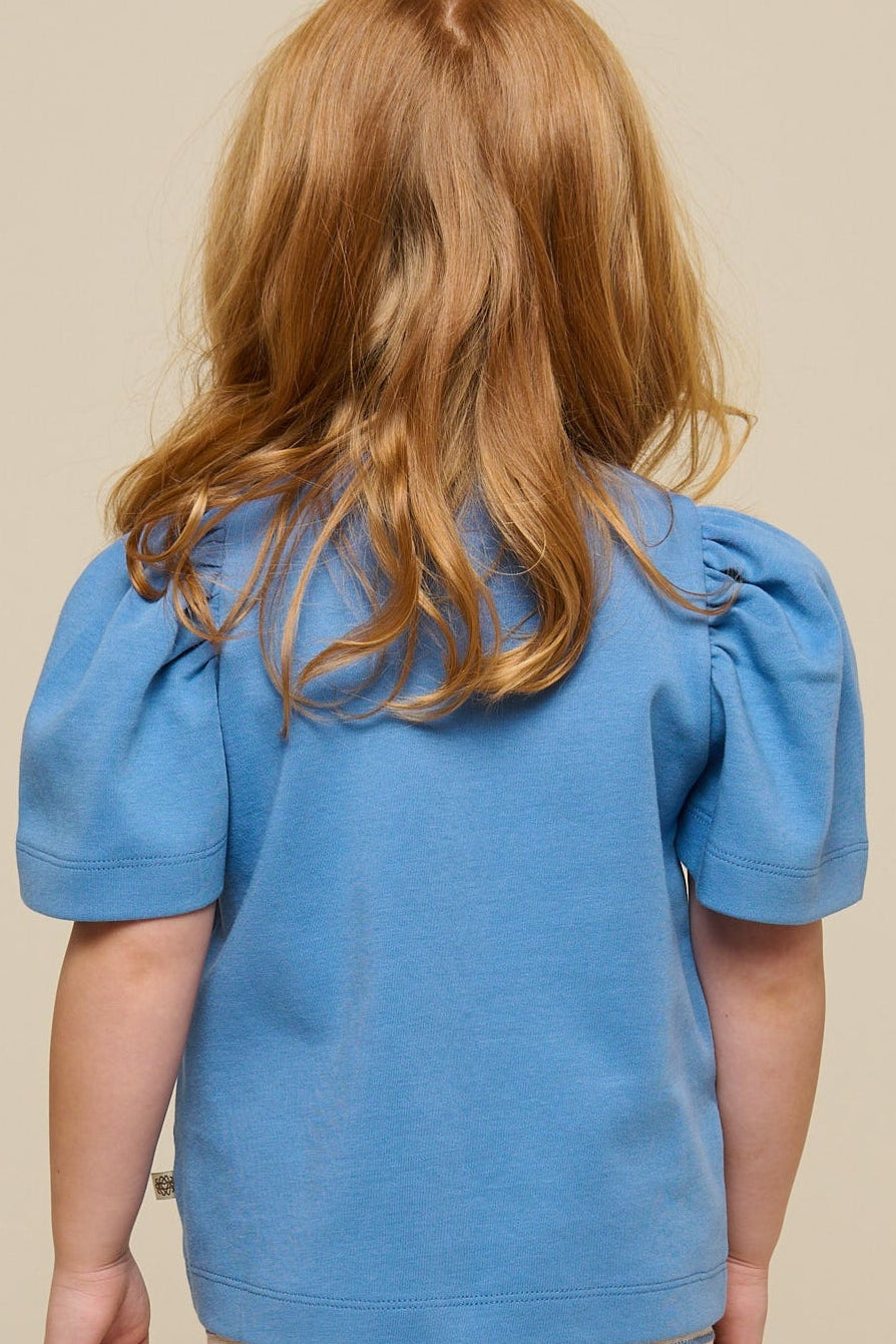 T-shirt med broderi - Kids - Dusty Blue | 101237 Amanda