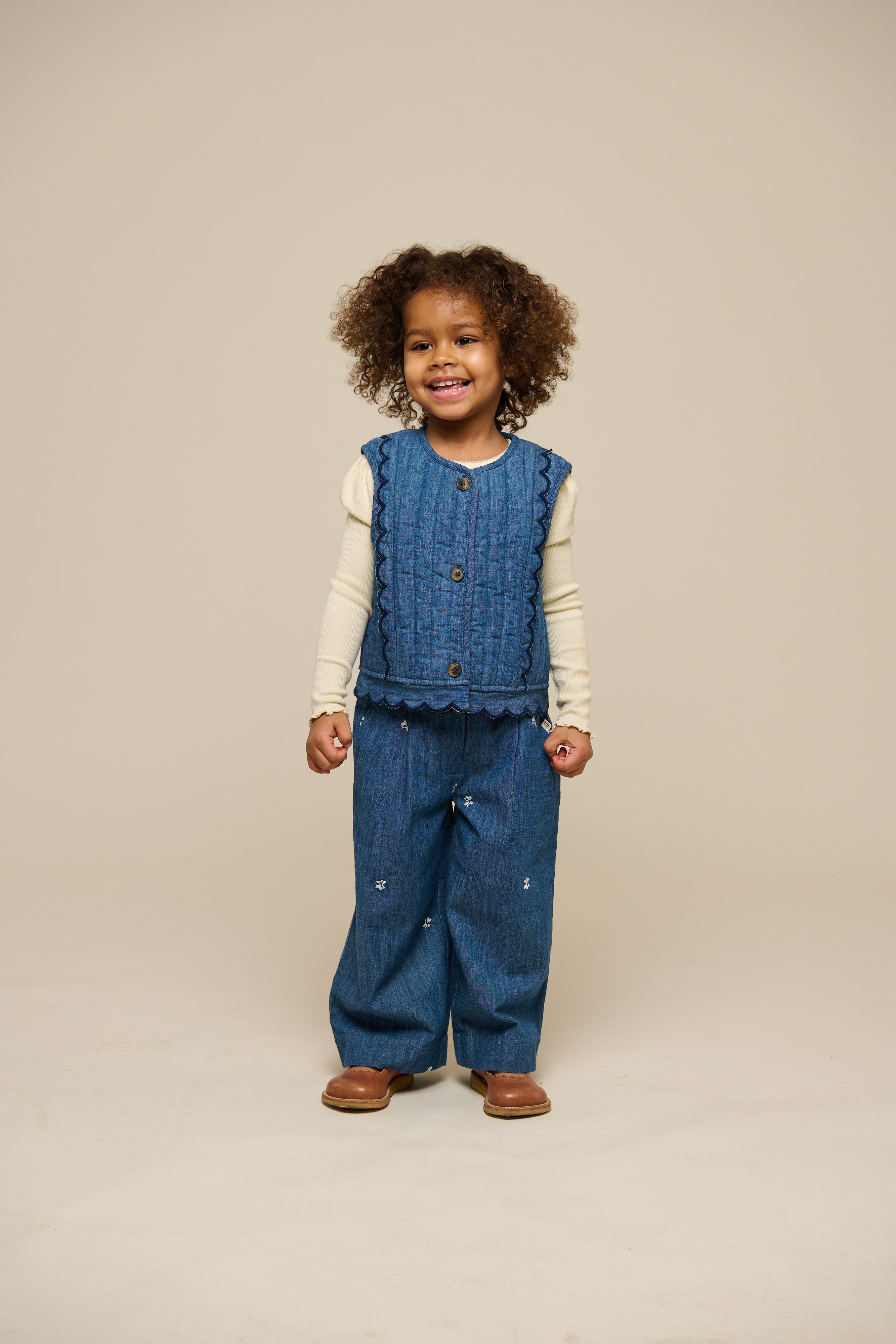 Broderede light-denim bukser - Kids - Blue Denim | 101050 Isabella