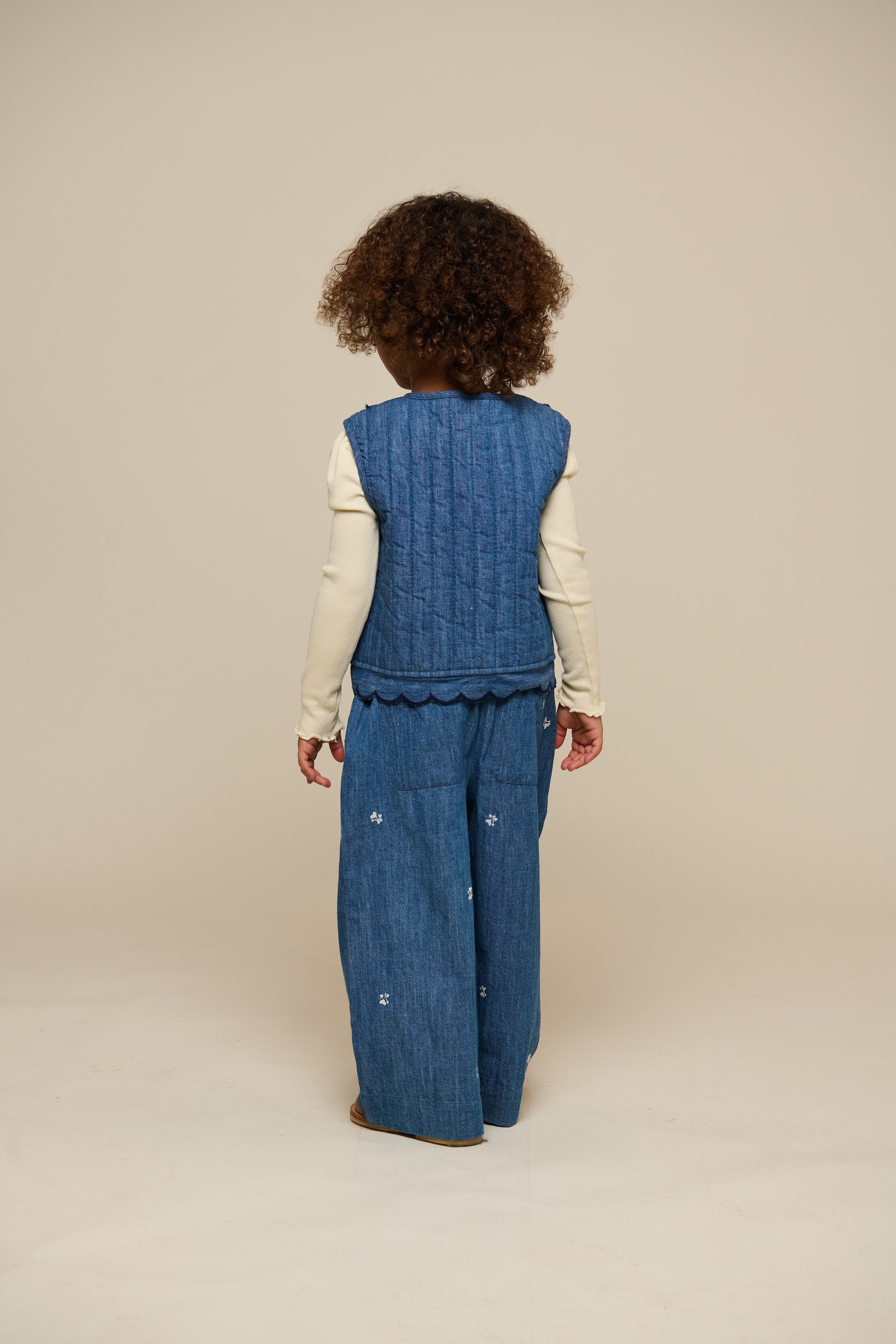 Broderede light-denim bukser - Kids - Blue Denim | 101050 Isabella