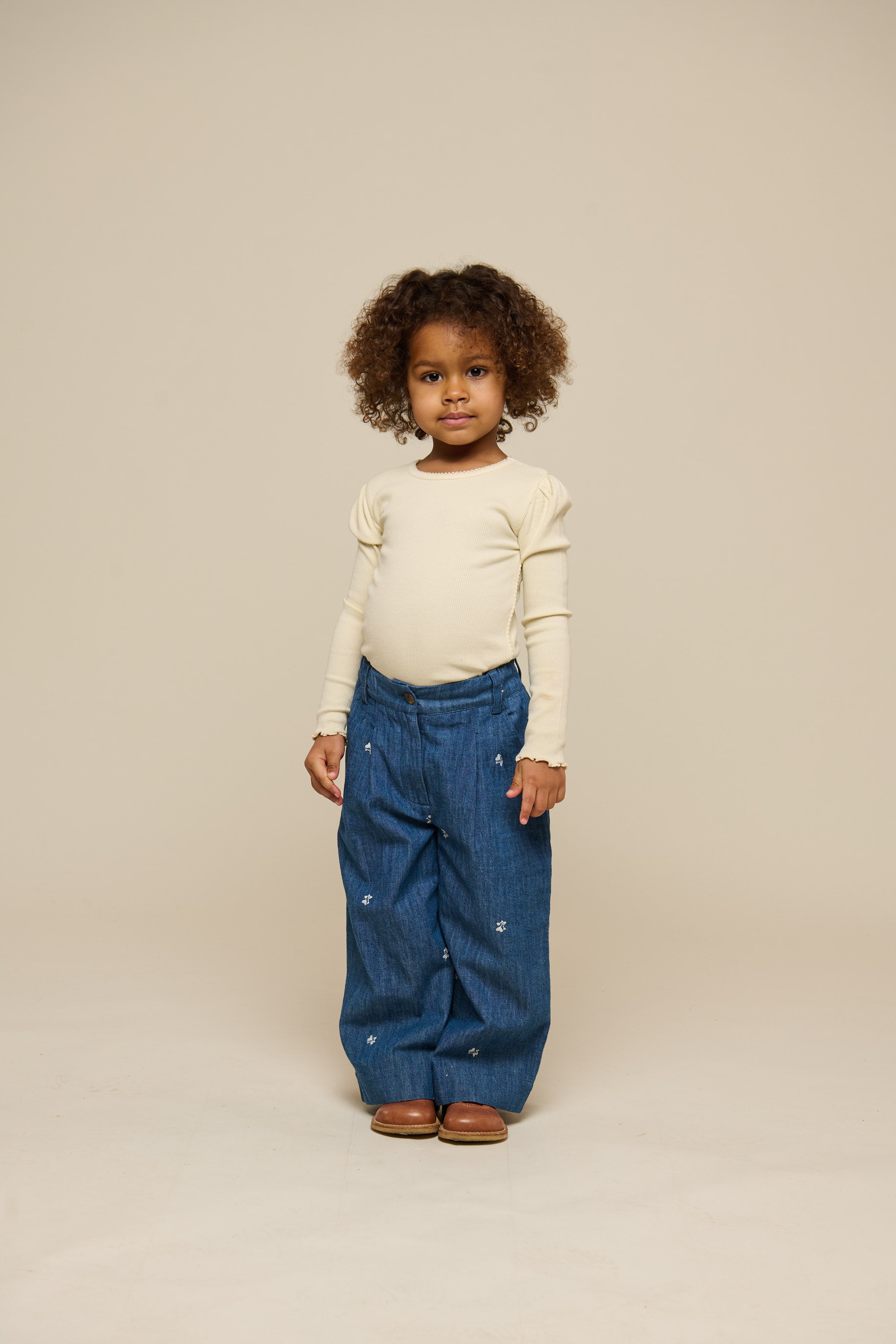 Broderede light-denim bukser - Kids - Blue Denim | 101050 Isabella