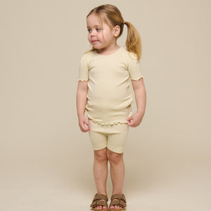 Korte tights i modalrib - Kids - Offwhite | 101320 Lottie