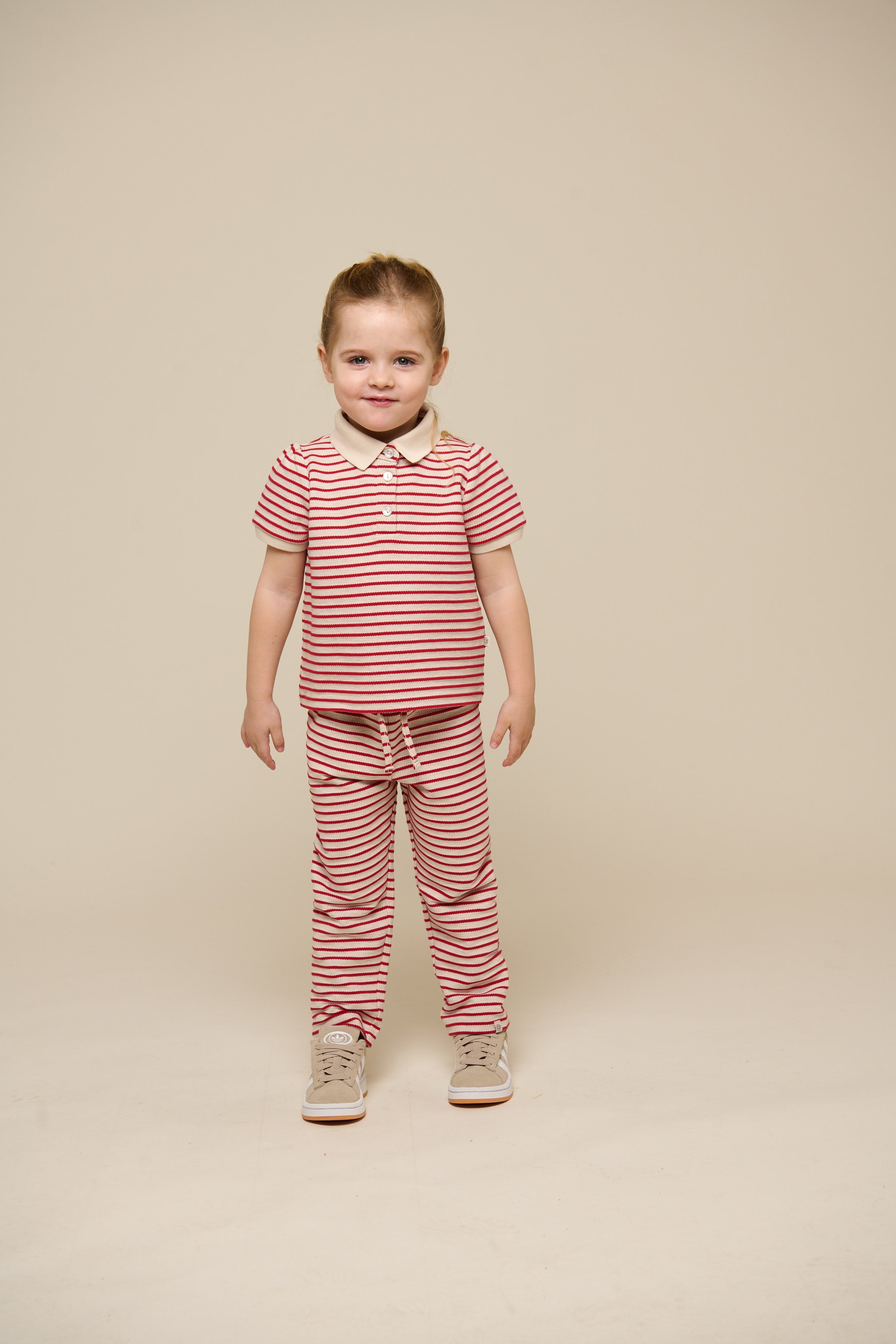 Stribet jersey polo - Kids - Cherry Red | 101002 Emmie