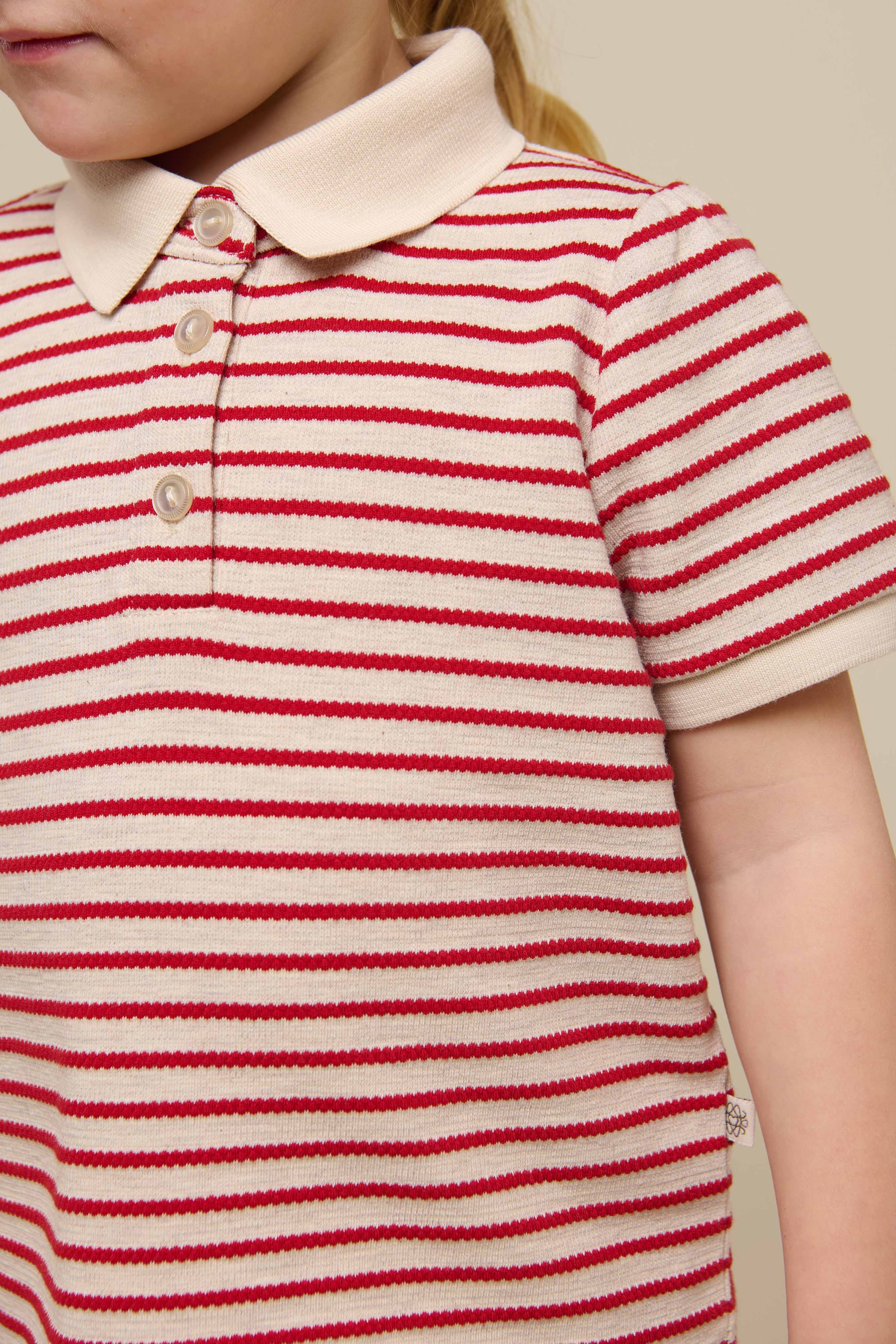 Stribet jersey polo - Kids - Cherry Red | 101002 Emmie