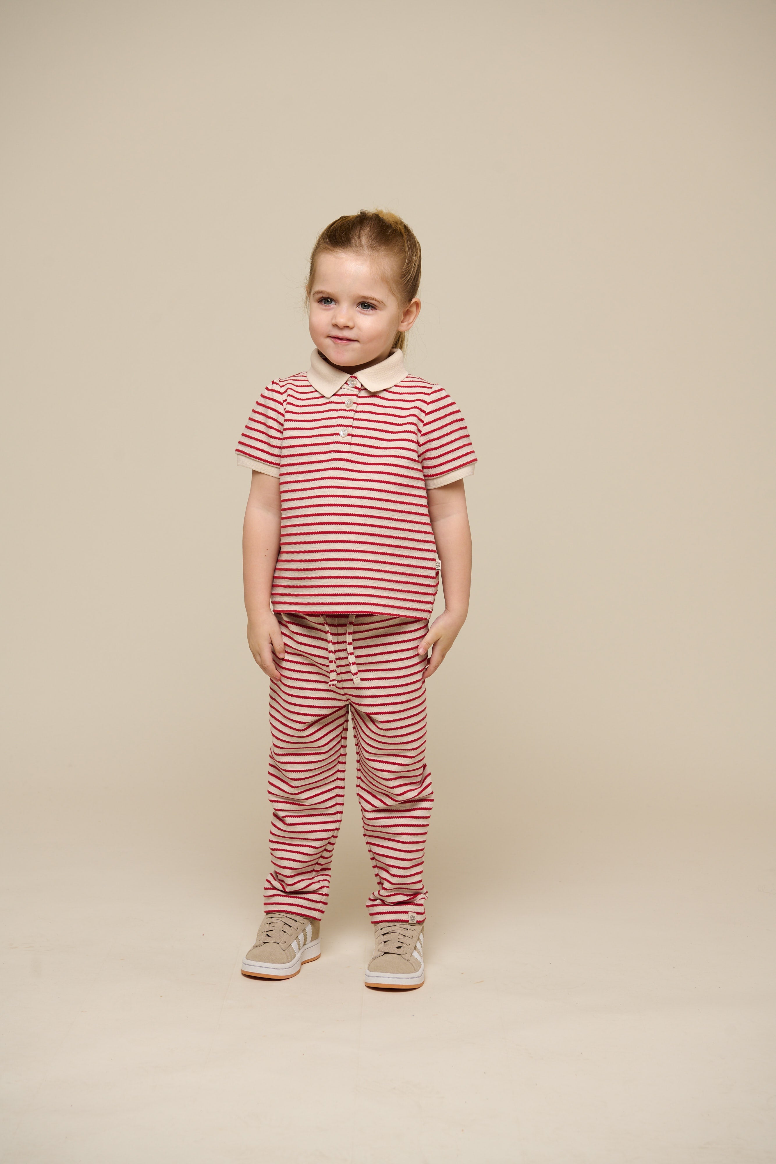 Stribede jersey bukser - Kids - Cherry Red | 100999 Emmie