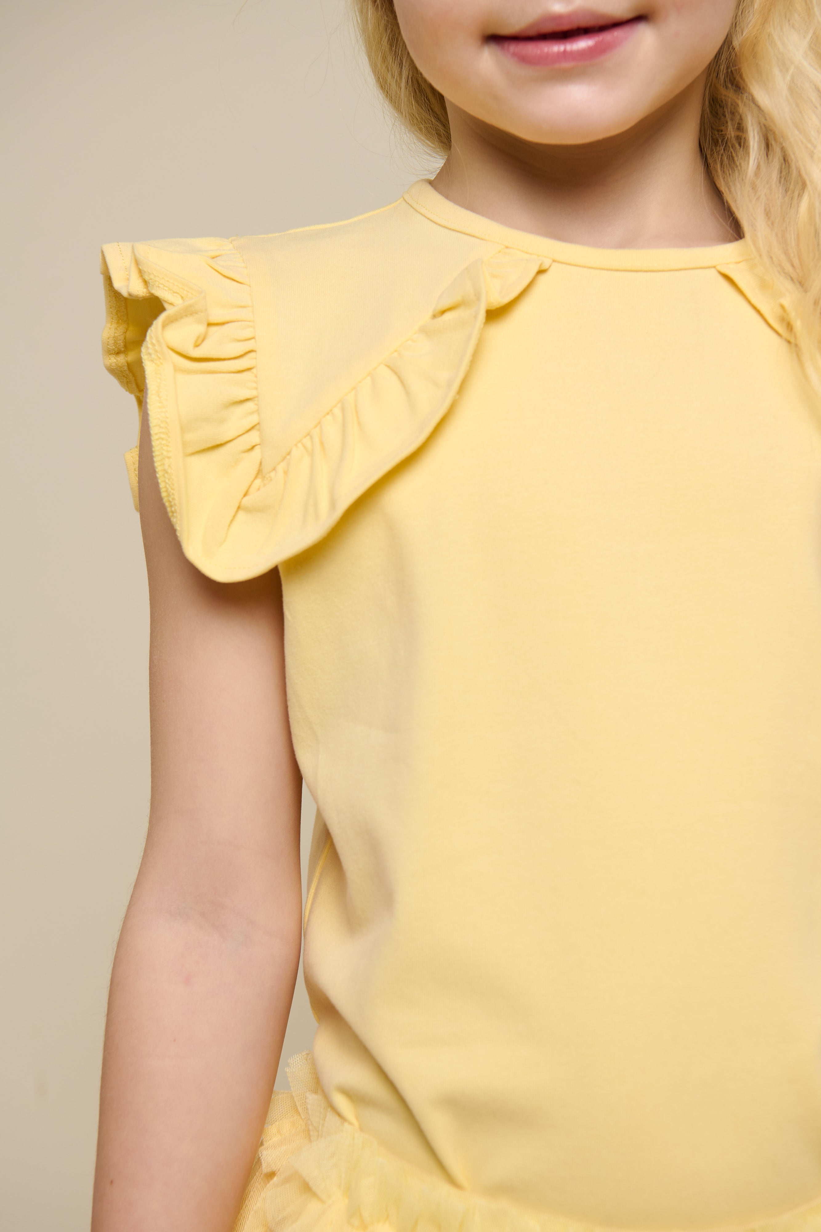 Jersey top med flæse - Tween - Sunlight | 101266 Selma