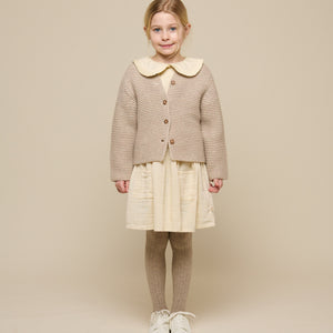 Cardigan i Uldstrik - Tween - Caffe Latte Melange | 100875 Maya