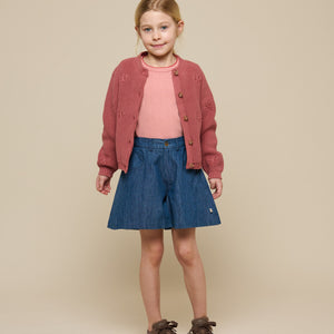 Cardigan i bomuldsstrik med sløjfer - Tween - Old Rose | 100793 Freya