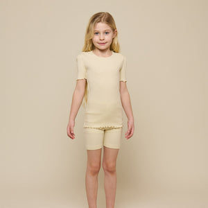 Korte tights i modalrib - Tween - Offwhite | 101321 Lottie