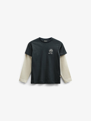 Boxy T-shirt med dobbeltærmer - Kids - Forest Green | 100840 Alex