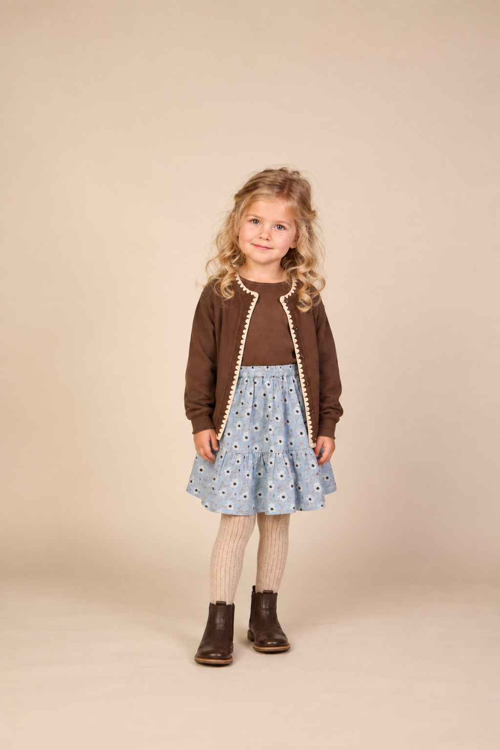 Ribbet langærmet T-shirt i modalblanding Kids - Brown | 101557 Lottie