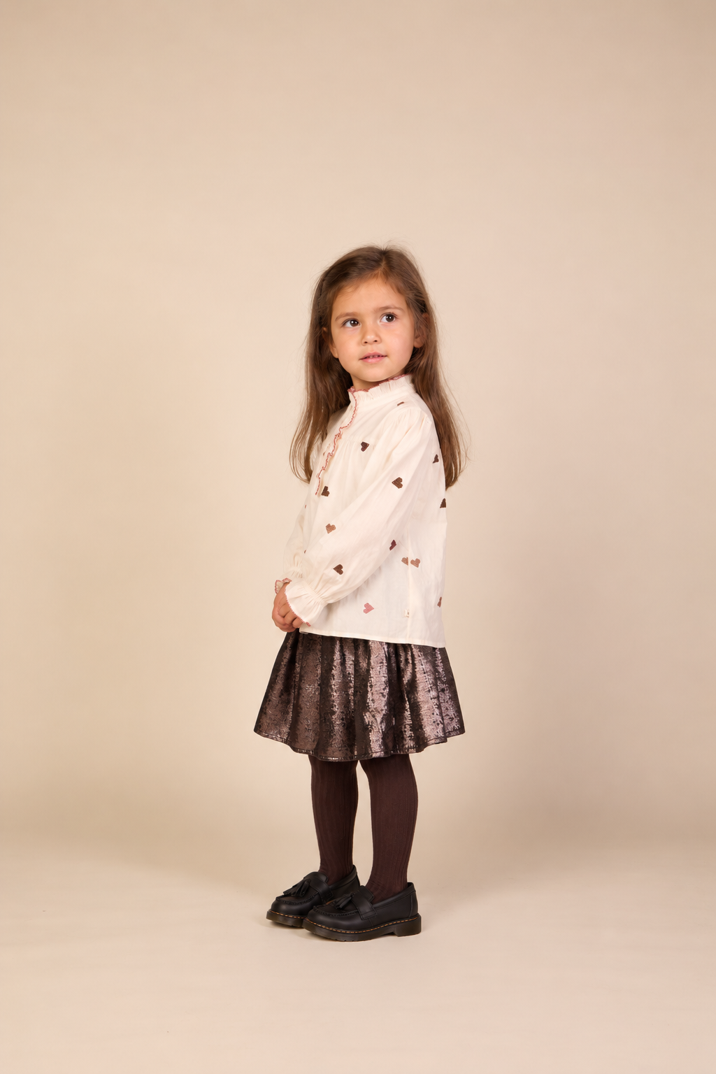 Bomuldsbluse med hjertebroderi Kids - Rose/Bordeaux | 101457 Elina