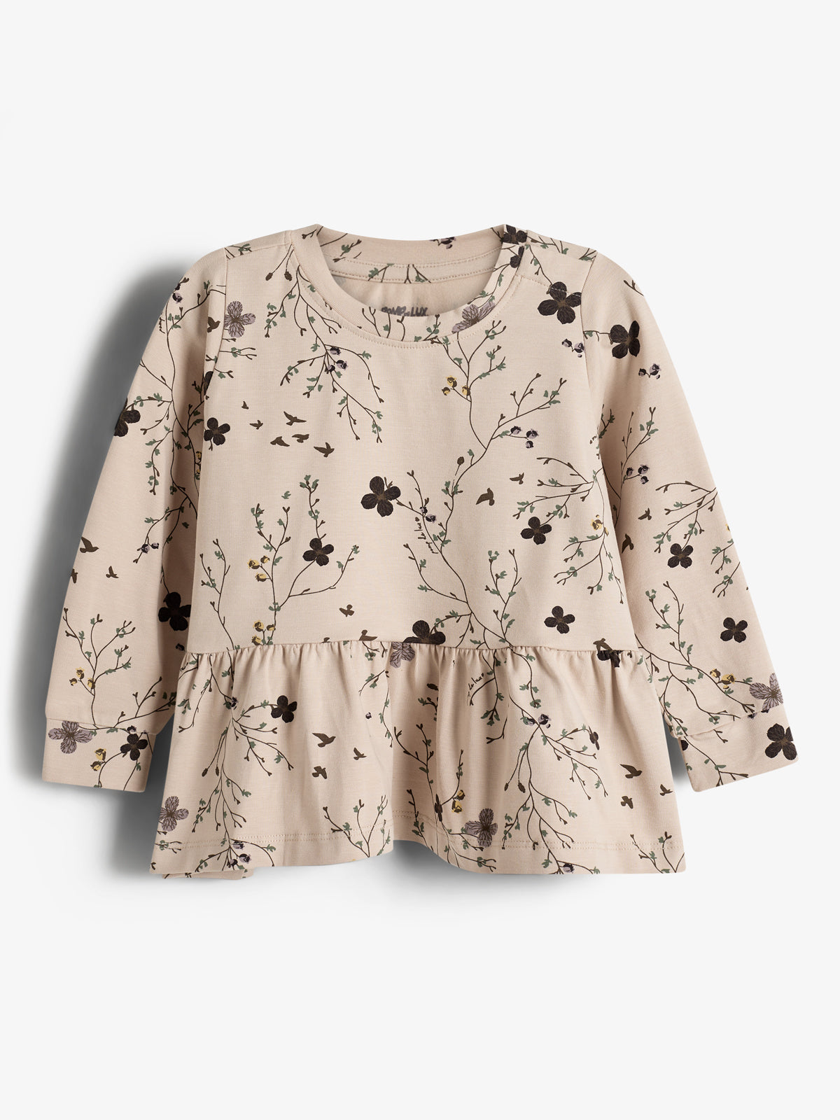 Peplumbluse i jersey med blomsterprint - Little - Moonlight/Purple