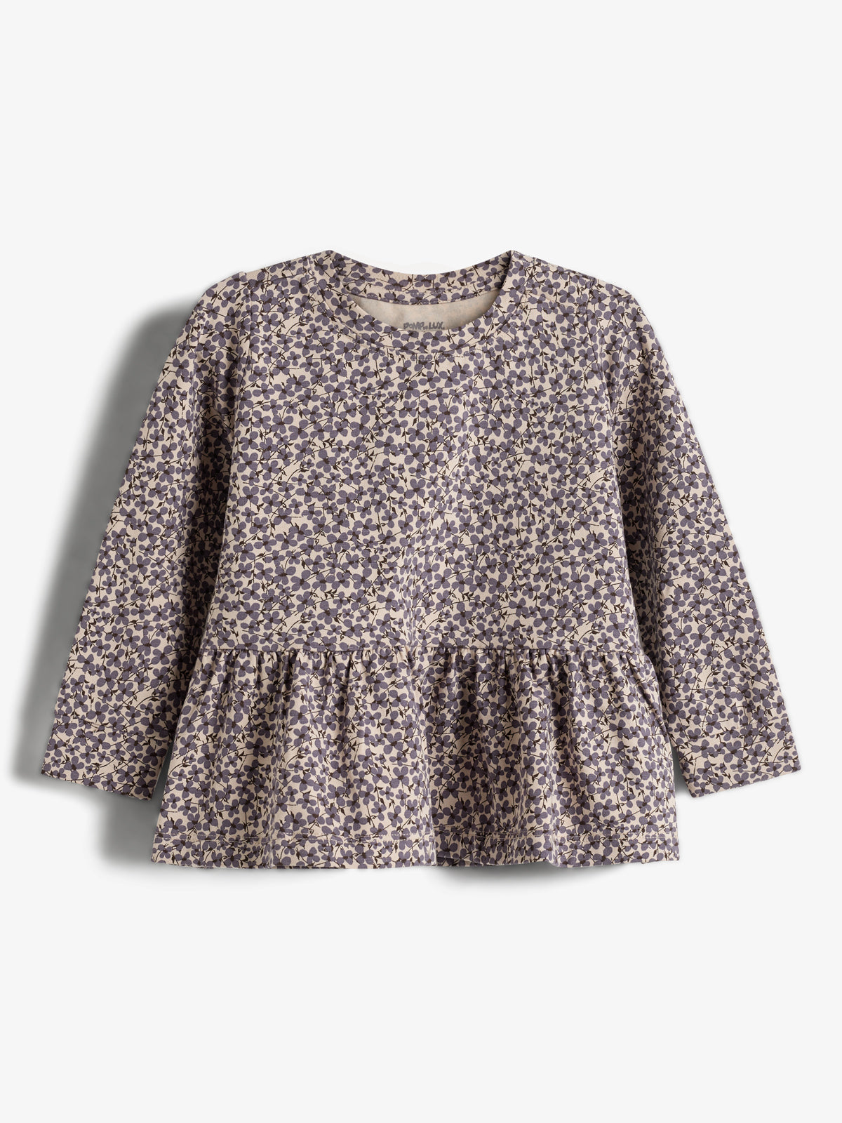 Peplum-bluse i jersey med ditsy-print - Little - Dusty Purple