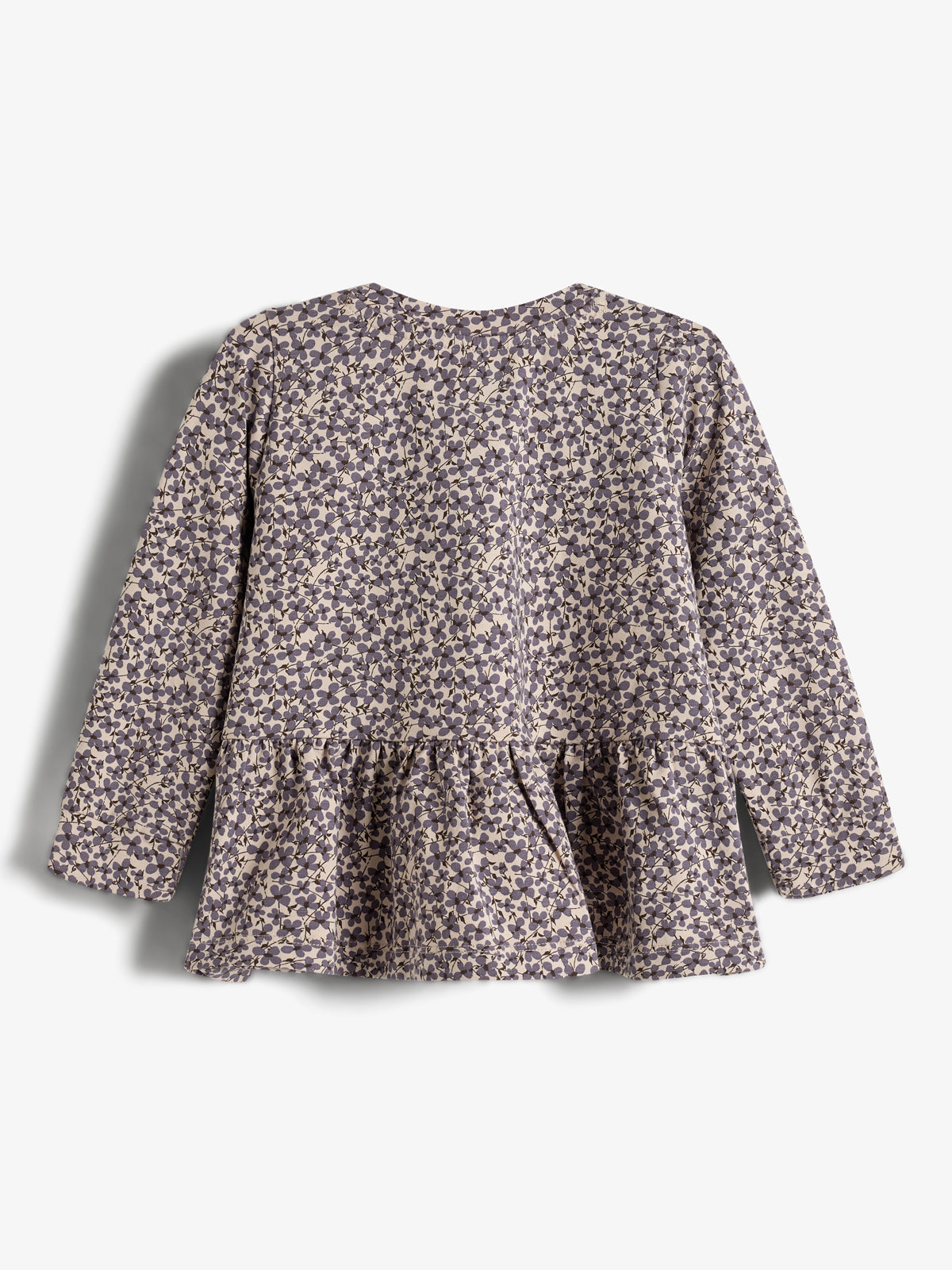 Peplum-bluse i jersey med ditsy-print - Little - Dusty Purple